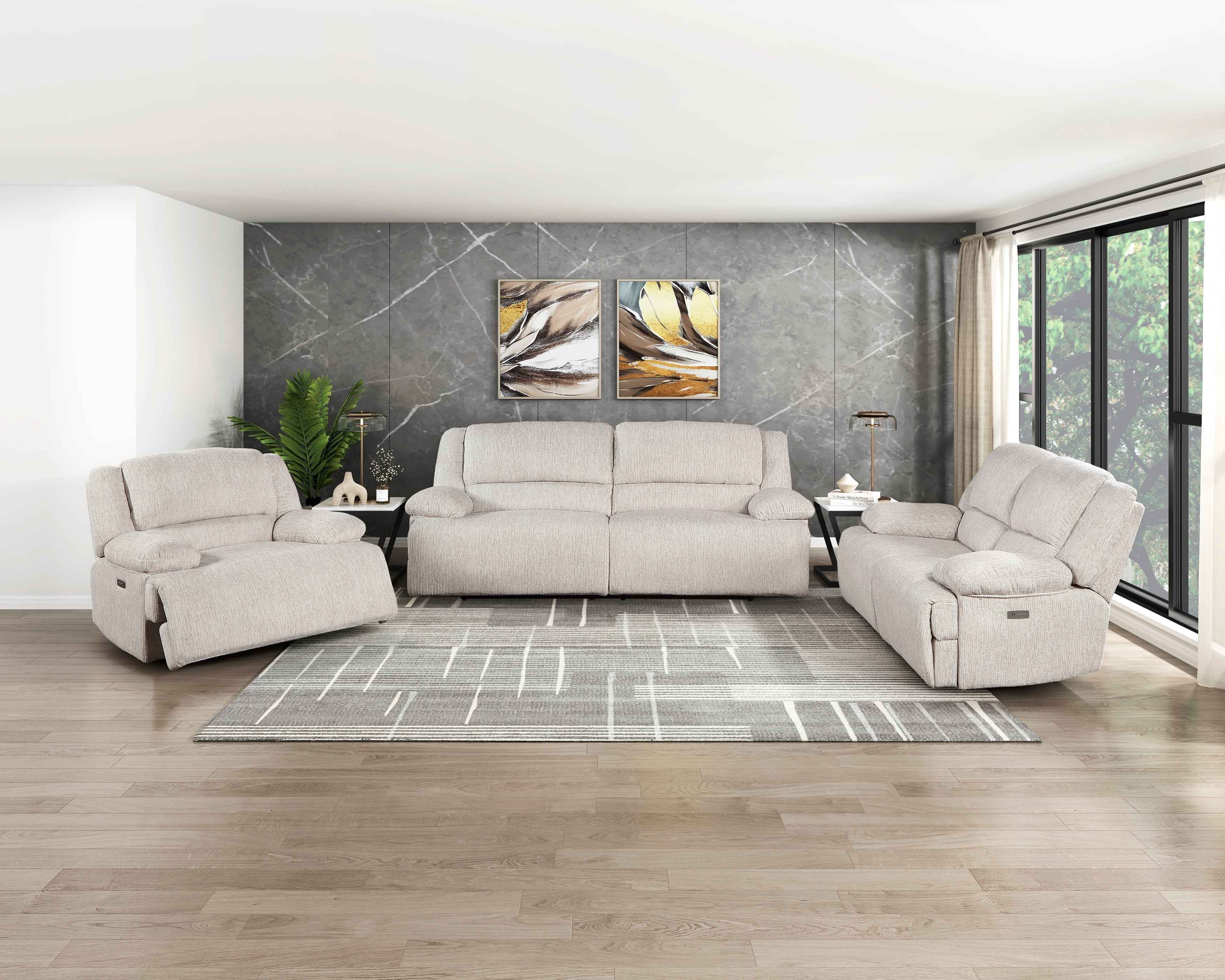Caliber Beige Power Double Reclining Sofa - Image 8