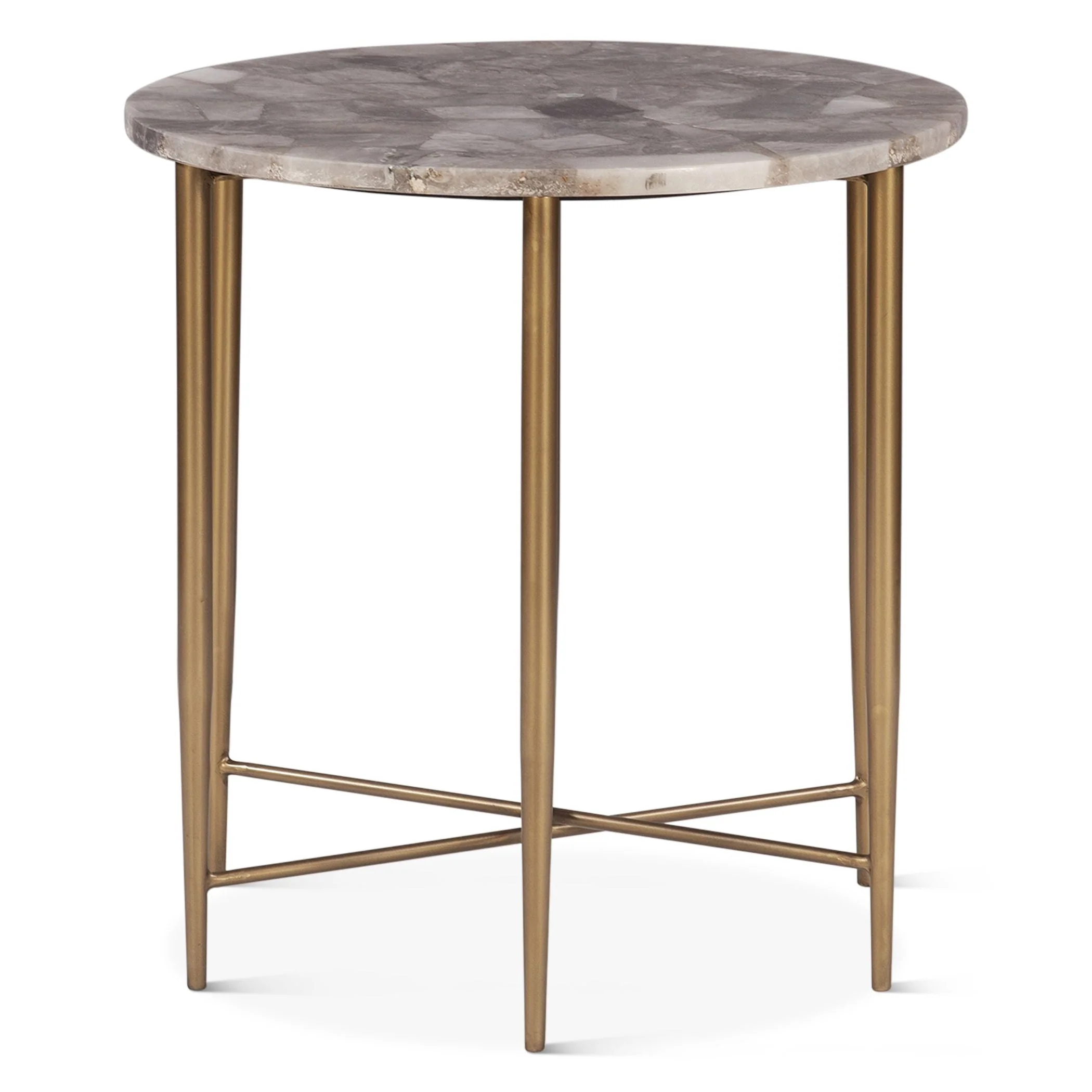 Calico 24" Side Table in Smoky Quartz with Iron Base - Image 5