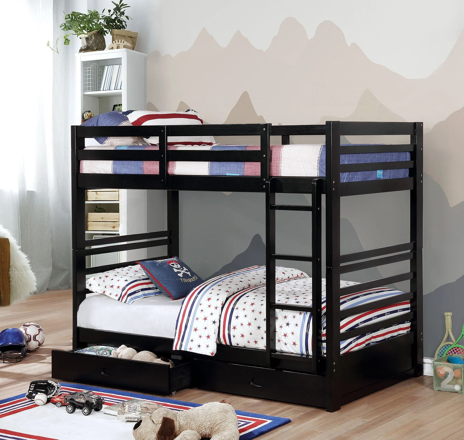 California Black Twin/Twin Bunk Bed