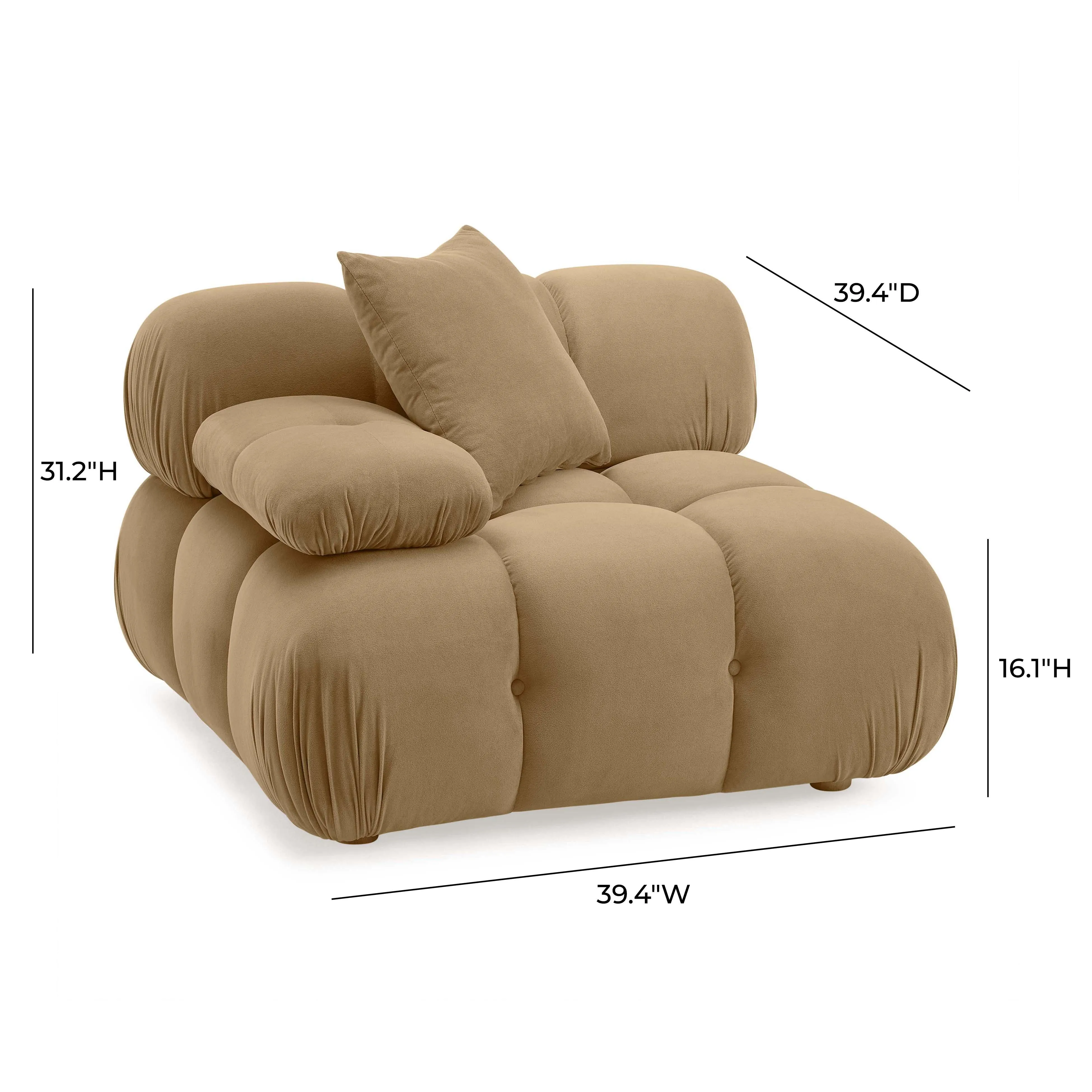 Calliope Cafe Au Lait Performance Velvet Modular Corner Chair - Image 4