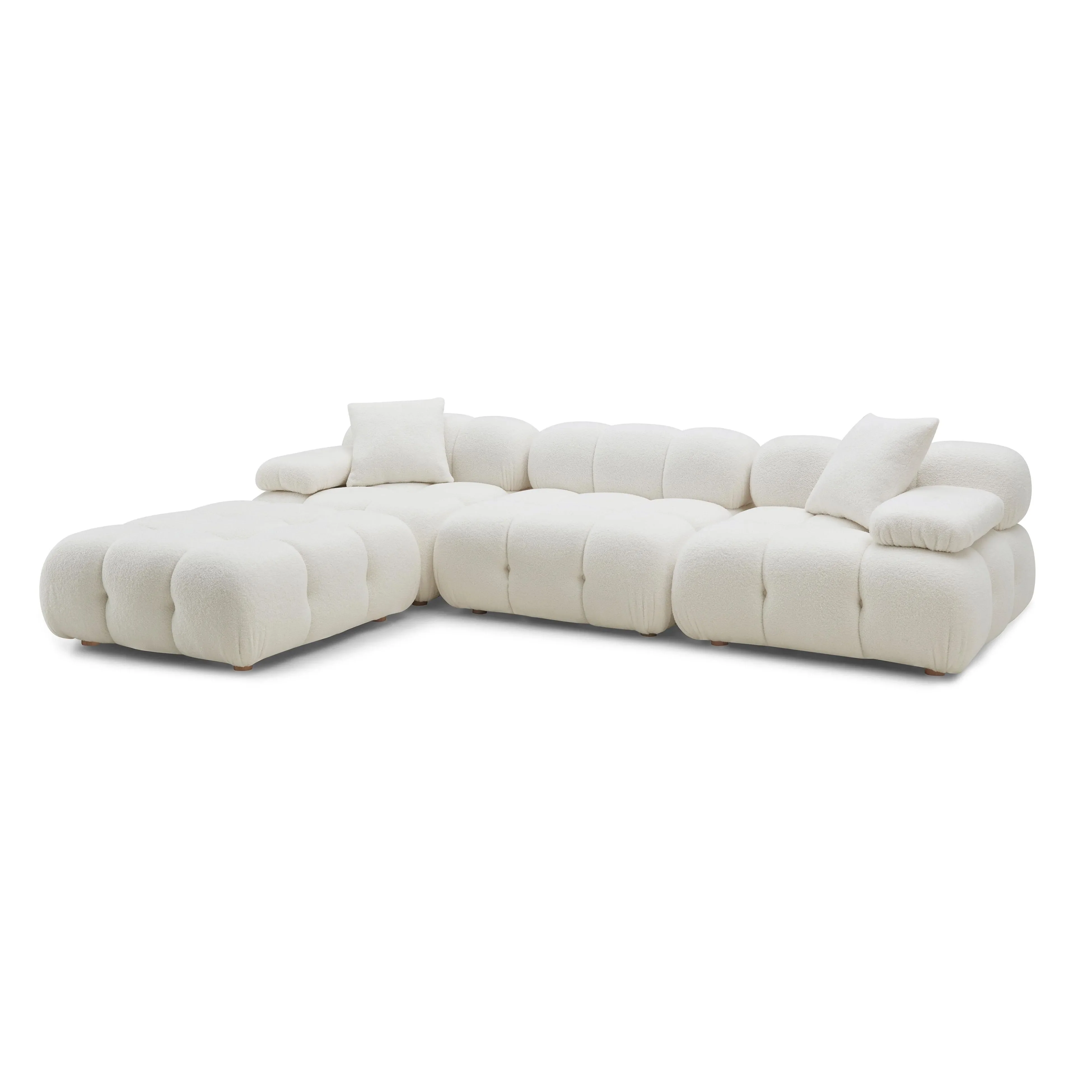 Calliope Cream Vegan Shearling 4-piece Modular Sectional - Image 3
