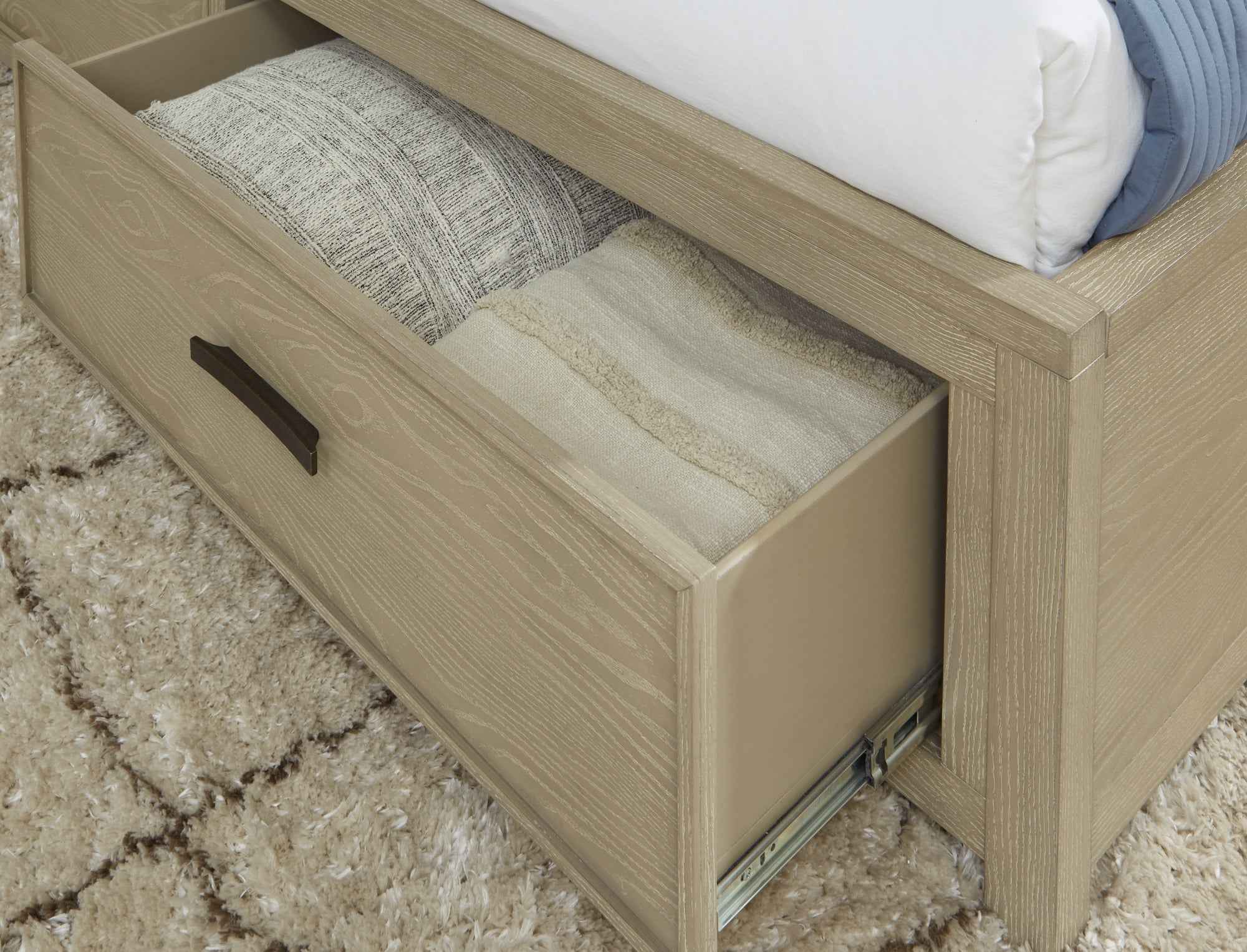 Calmoro Gray Bookcase Storage Panel Bedroom Set - Image 10