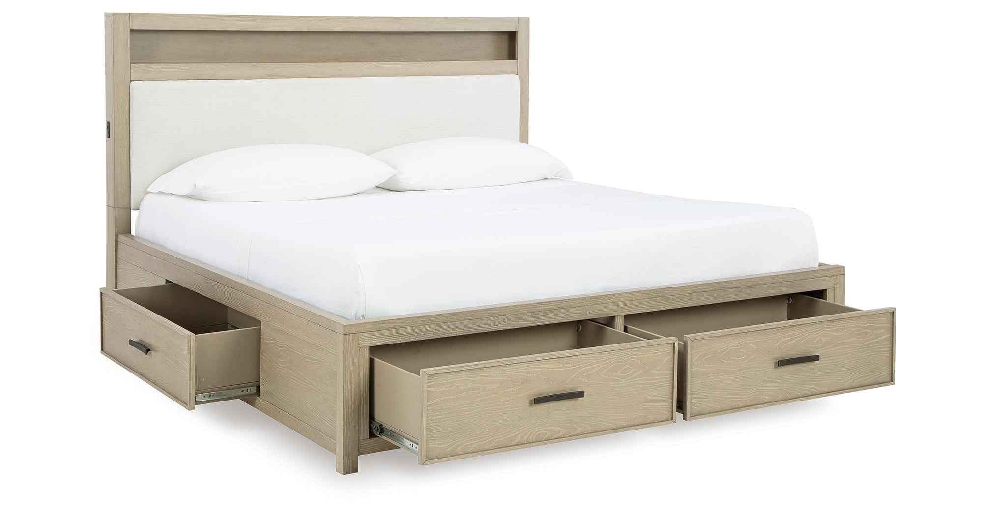 Calmoro Gray Bookcase Storage Panel Bedroom Set - Image 5