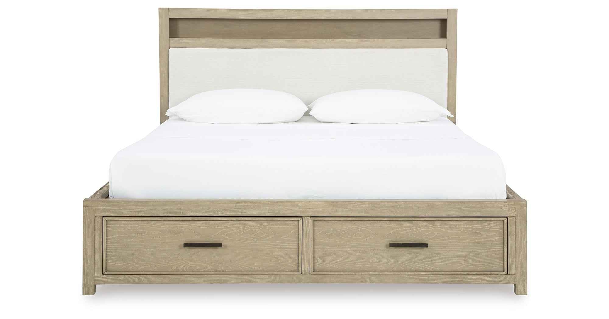 Calmoro Gray Bookcase Storage Panel Bedroom Set - Image 6