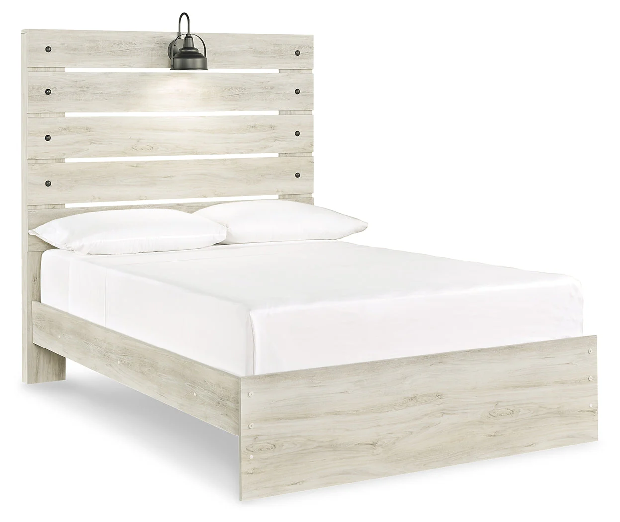 Cambeck Full Panel Bed with Mirrored Dresser, Chest and 2 Nightstands in Whitewash - Image 2
