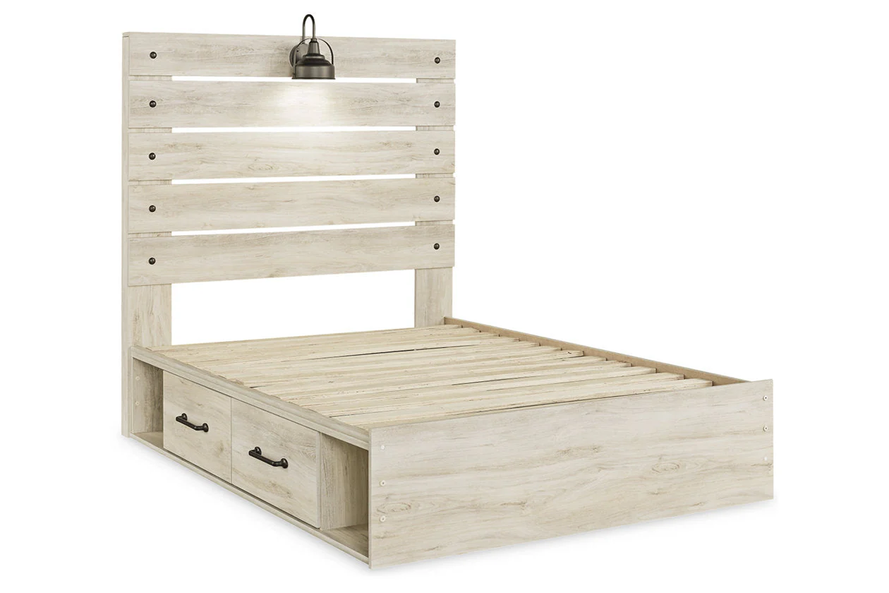 Cambeck Whitewash Full Storage Platform Bed with 2 Drawers - Image 3