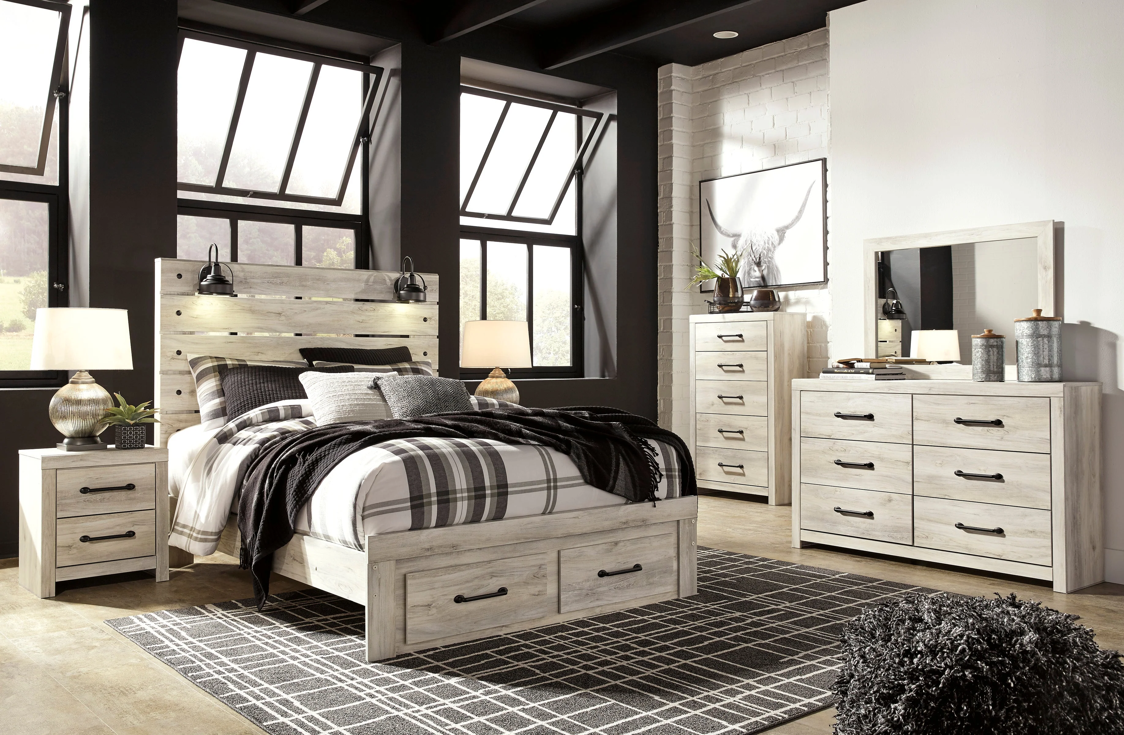 Cambeck Whitewash Storage Panel Bedroom Set - Image 2