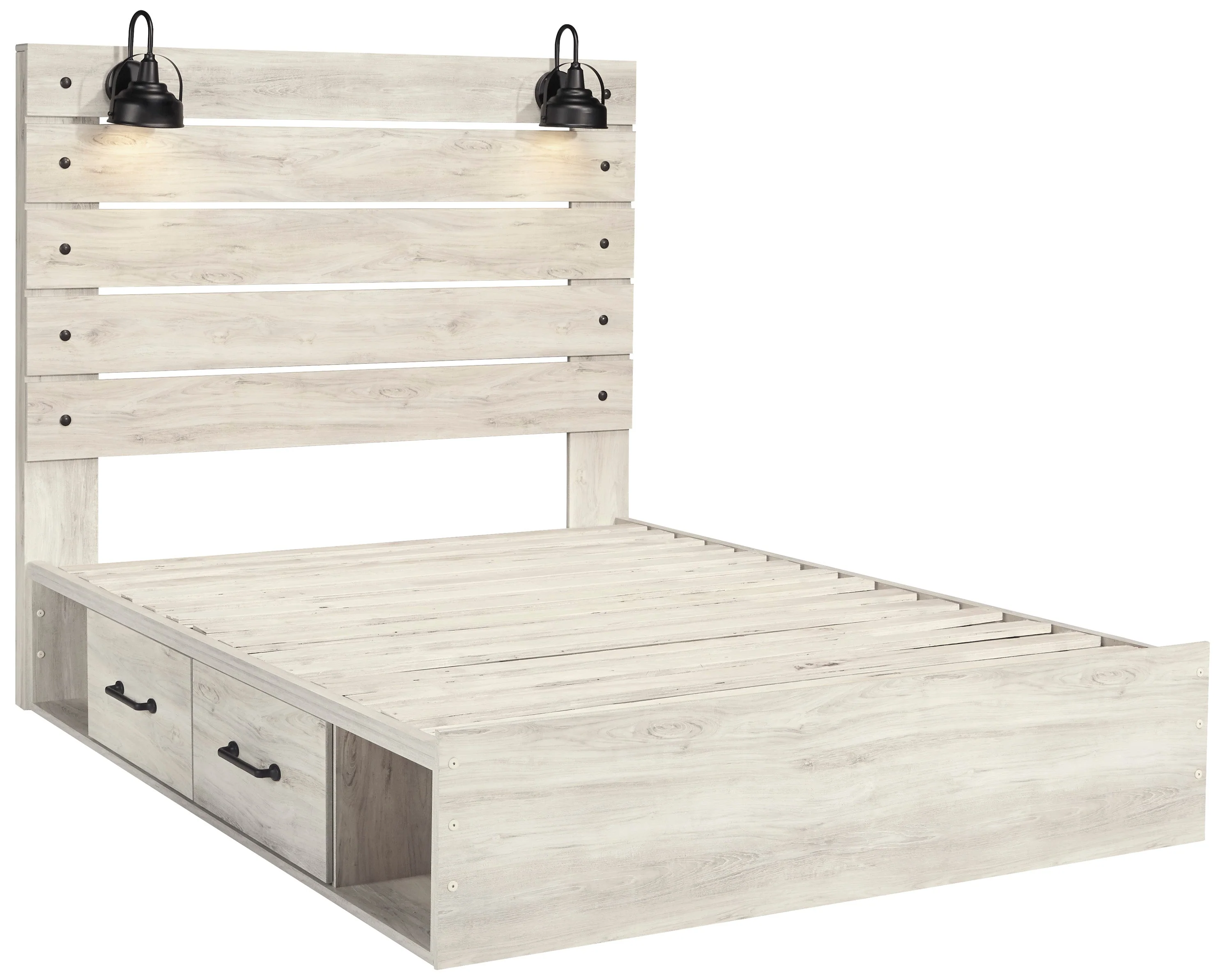 Cambeck Whitewash Storage Platform Bedroom Set with 2 Drawers - Image 3