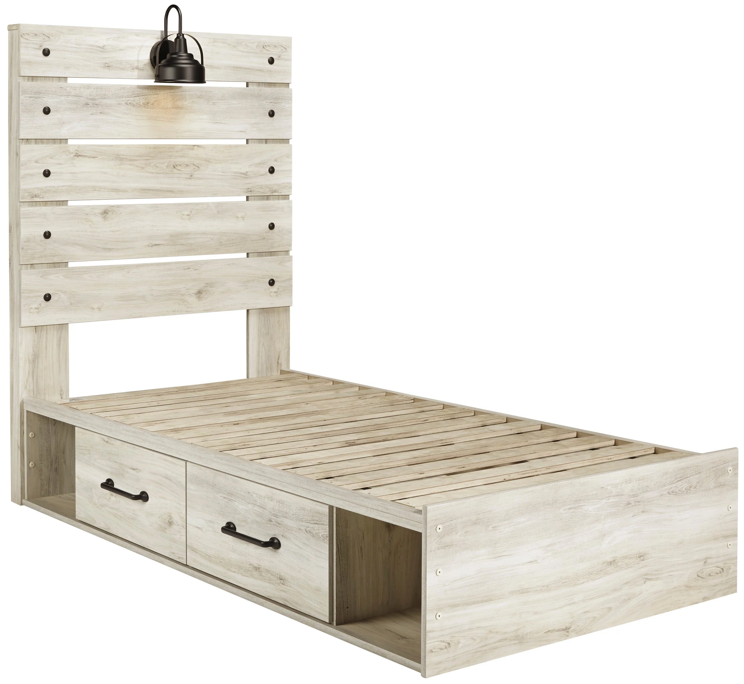 Cambeck Whitewash Storage Youth Platform Bedroom Set with 2 Drawers - Image 3