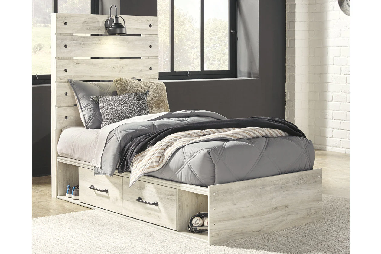 Cambeck Whitewash Twin Storage Platform Bed with 4 Drawers - Image 2