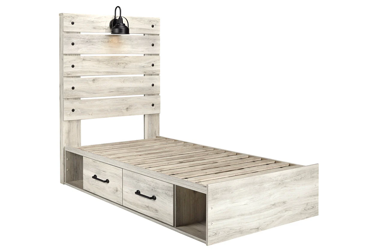 Cambeck Whitewash Twin Storage Platform Bed with 4 Drawers - Image 3