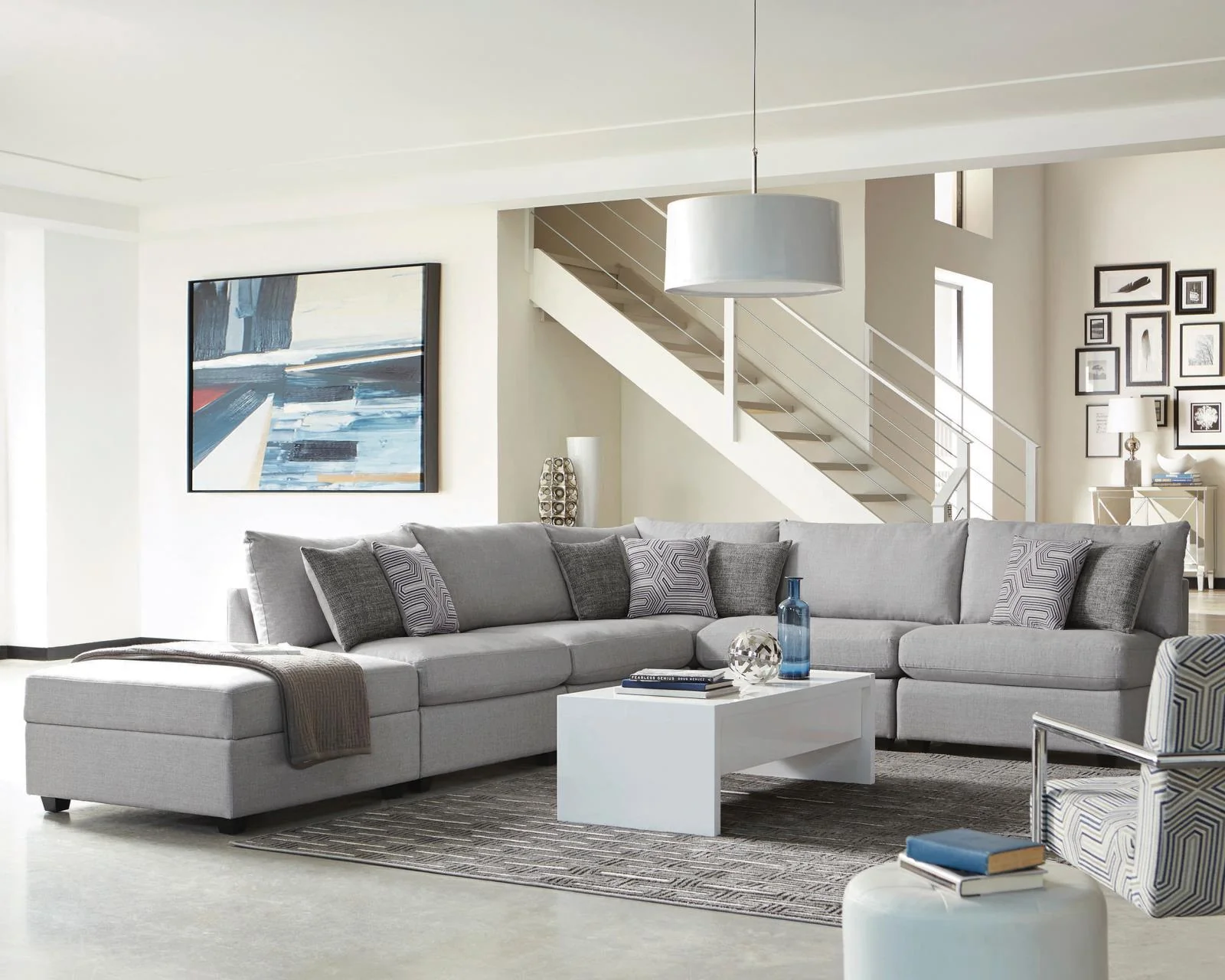 Cambria Grey 6-piece Upholstered Modular Sectional