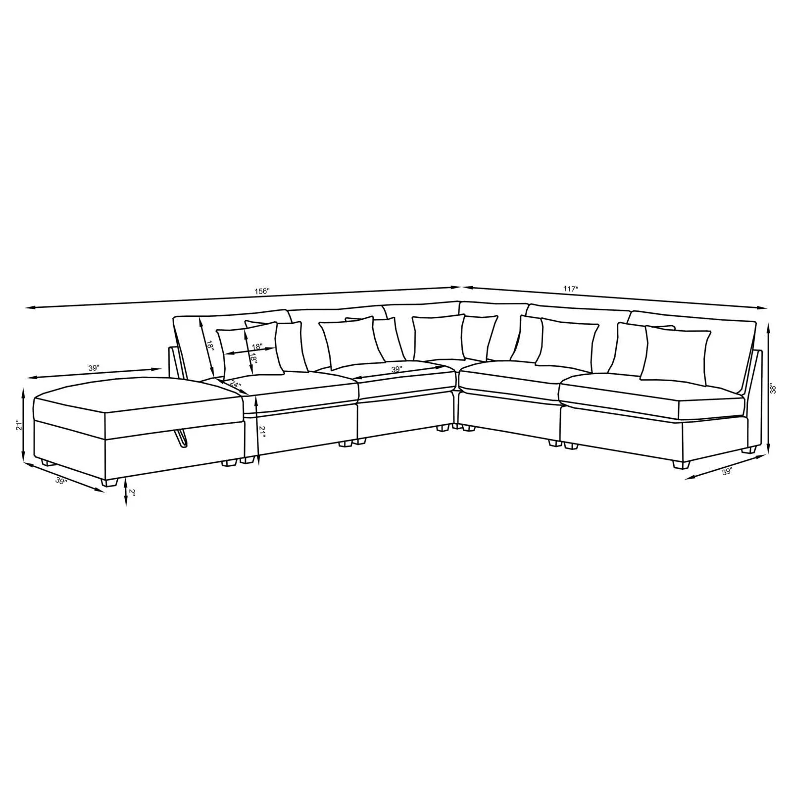 Cambria Grey 6-piece Upholstered Modular Sectional - Image 20