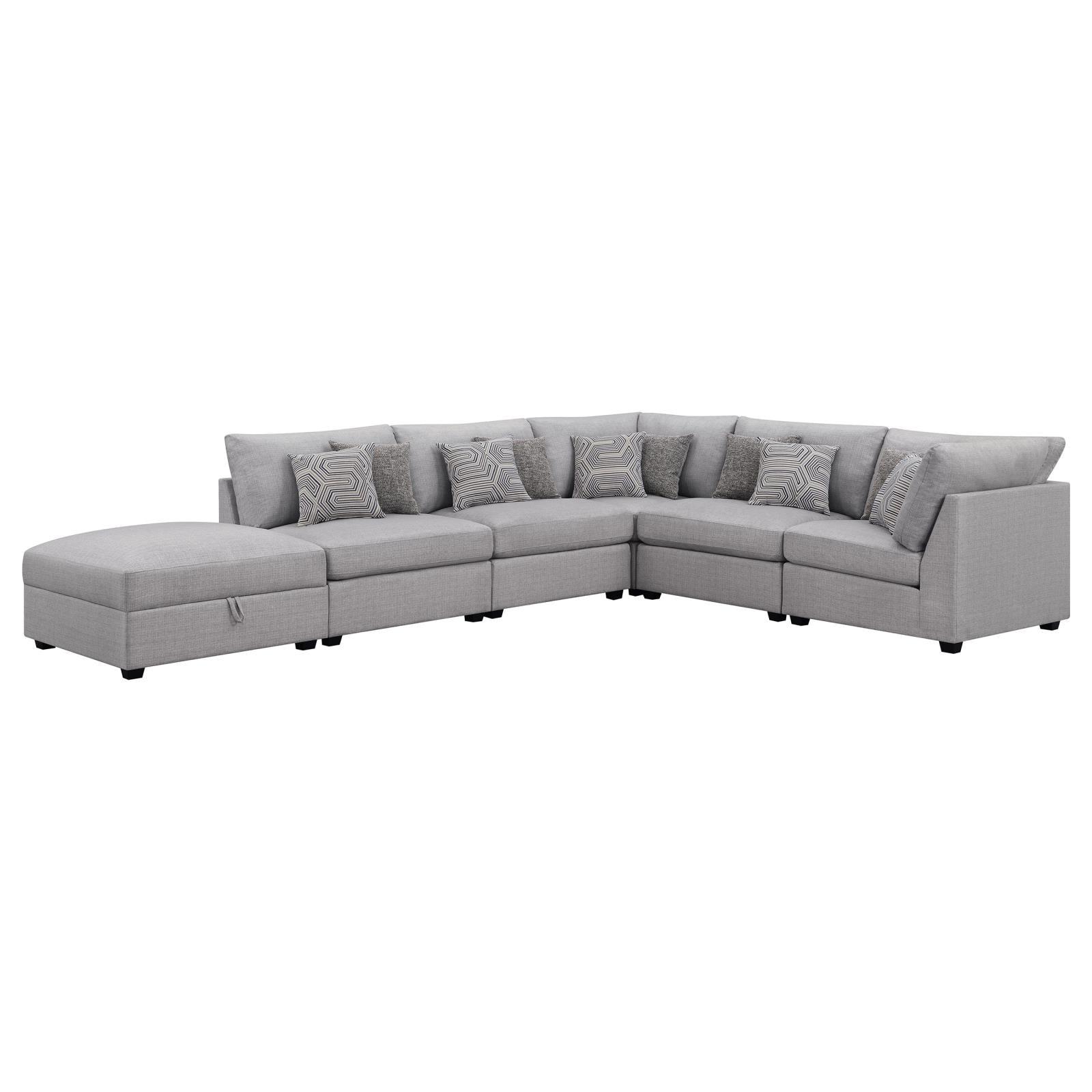 Cambria Grey 6-piece Upholstered Modular Sectional - Image 5