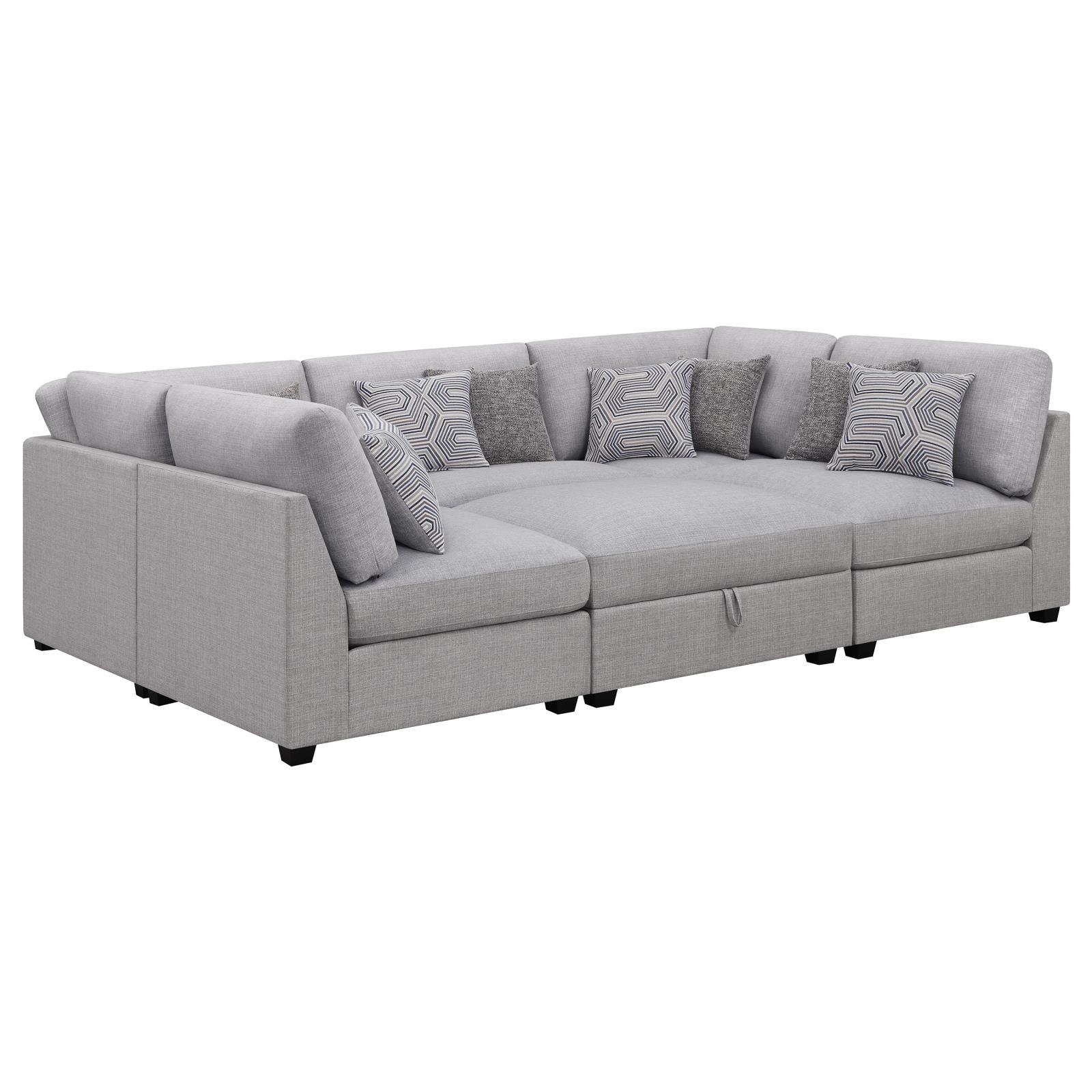 Cambria Grey 6-piece Upholstered Modular Sectional - Image 9