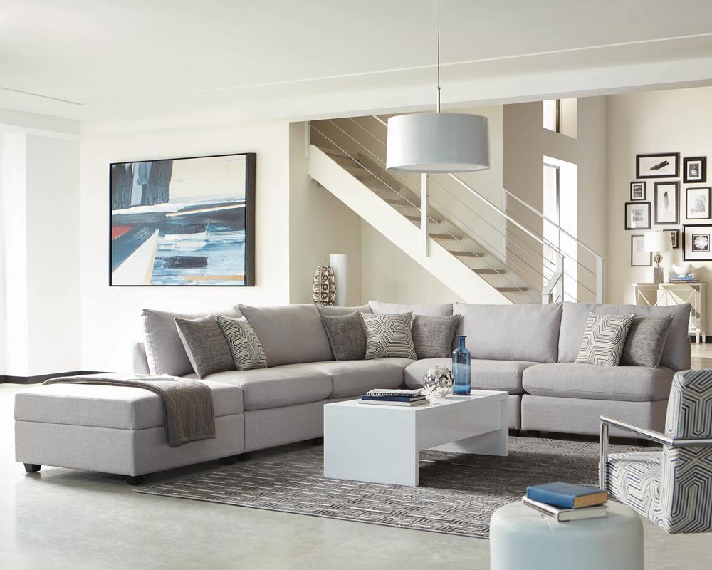 Cambria Gray Upholstered Armless Chair - Image 9