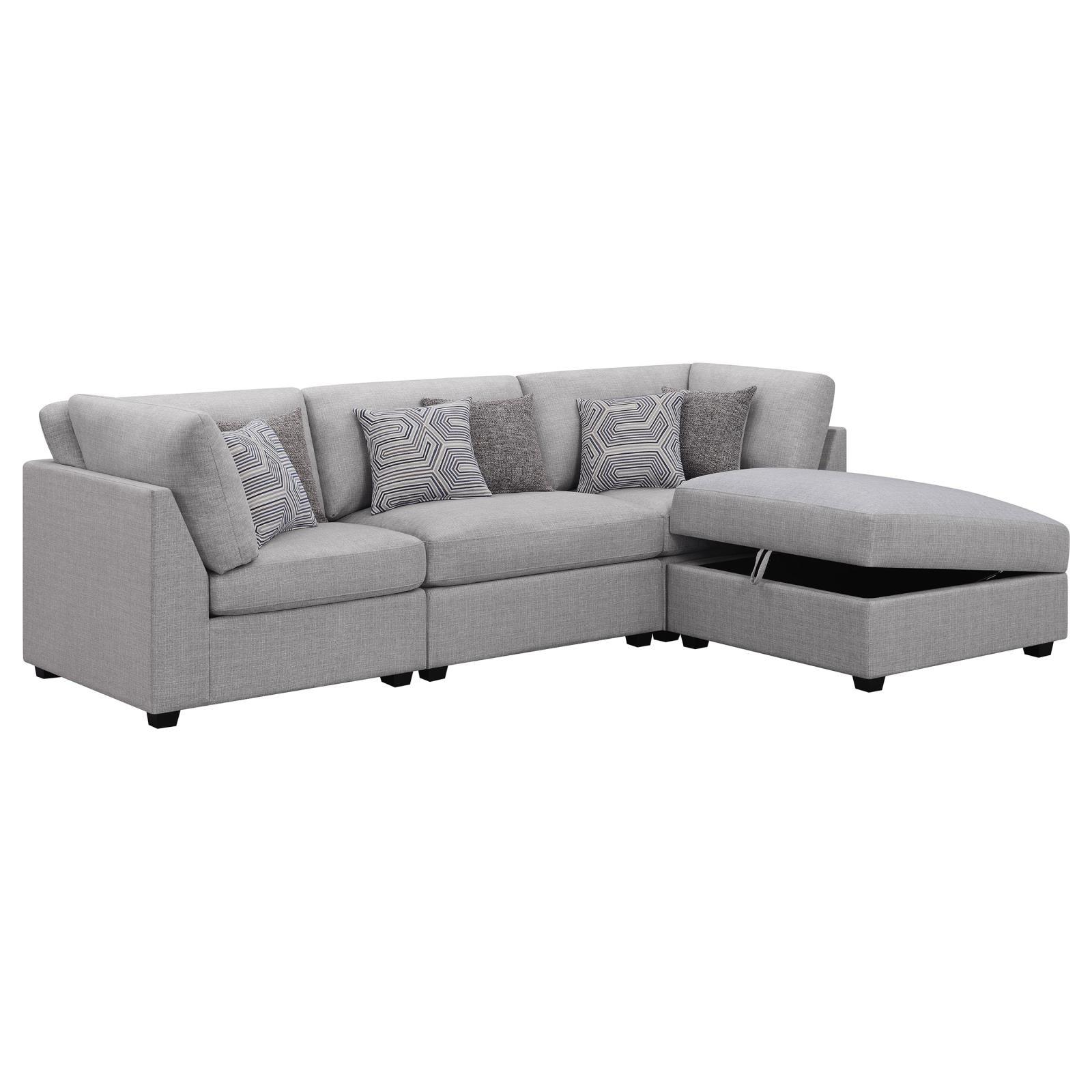 Cambria Grey 4-piece Upholstered Modular Sectional - Image 2