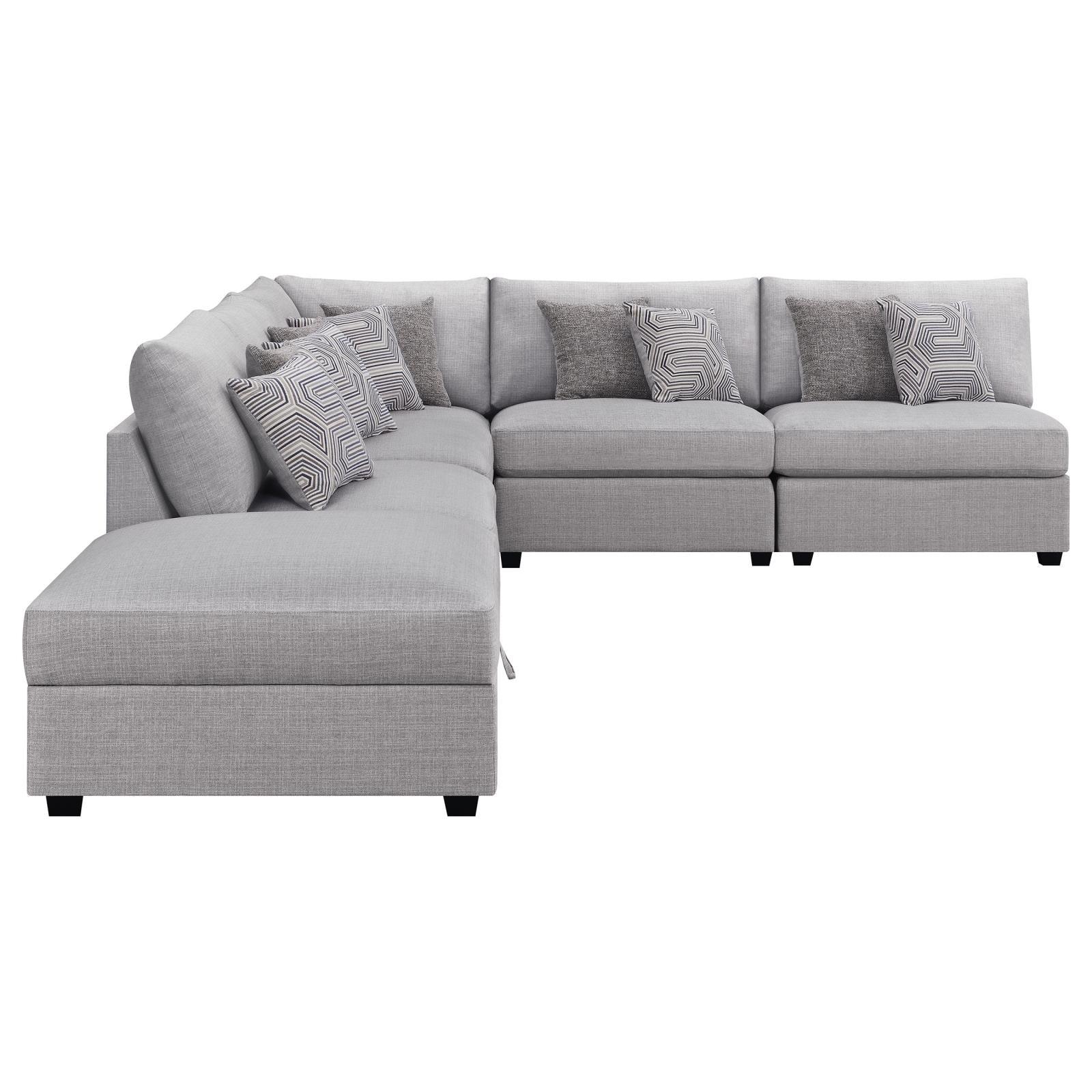 Cambria Grey 6-piece Upholstered Modular Sectional - Image 4