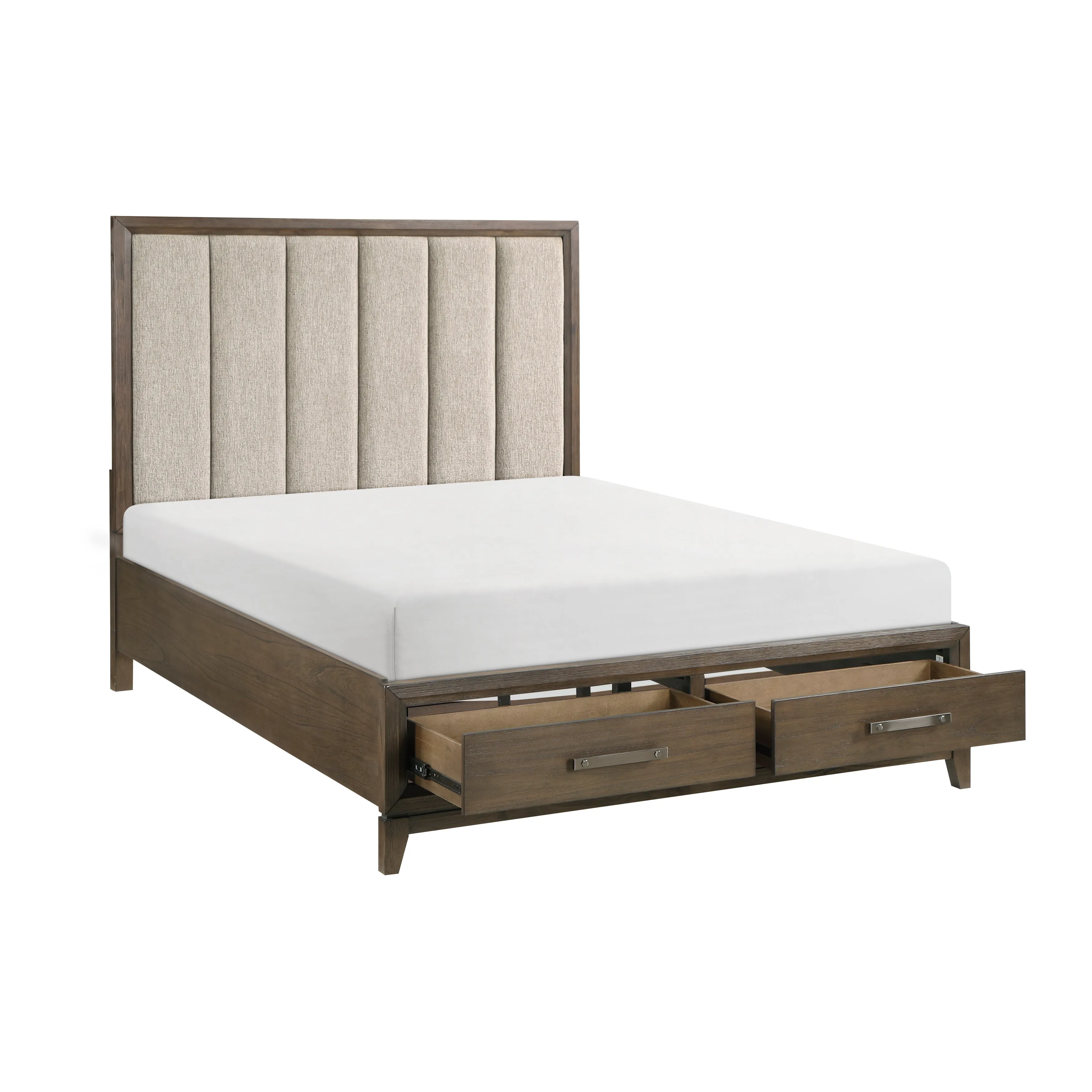 Cambridge Dark Walnut Queen Platform Bed with Footboard Storage
