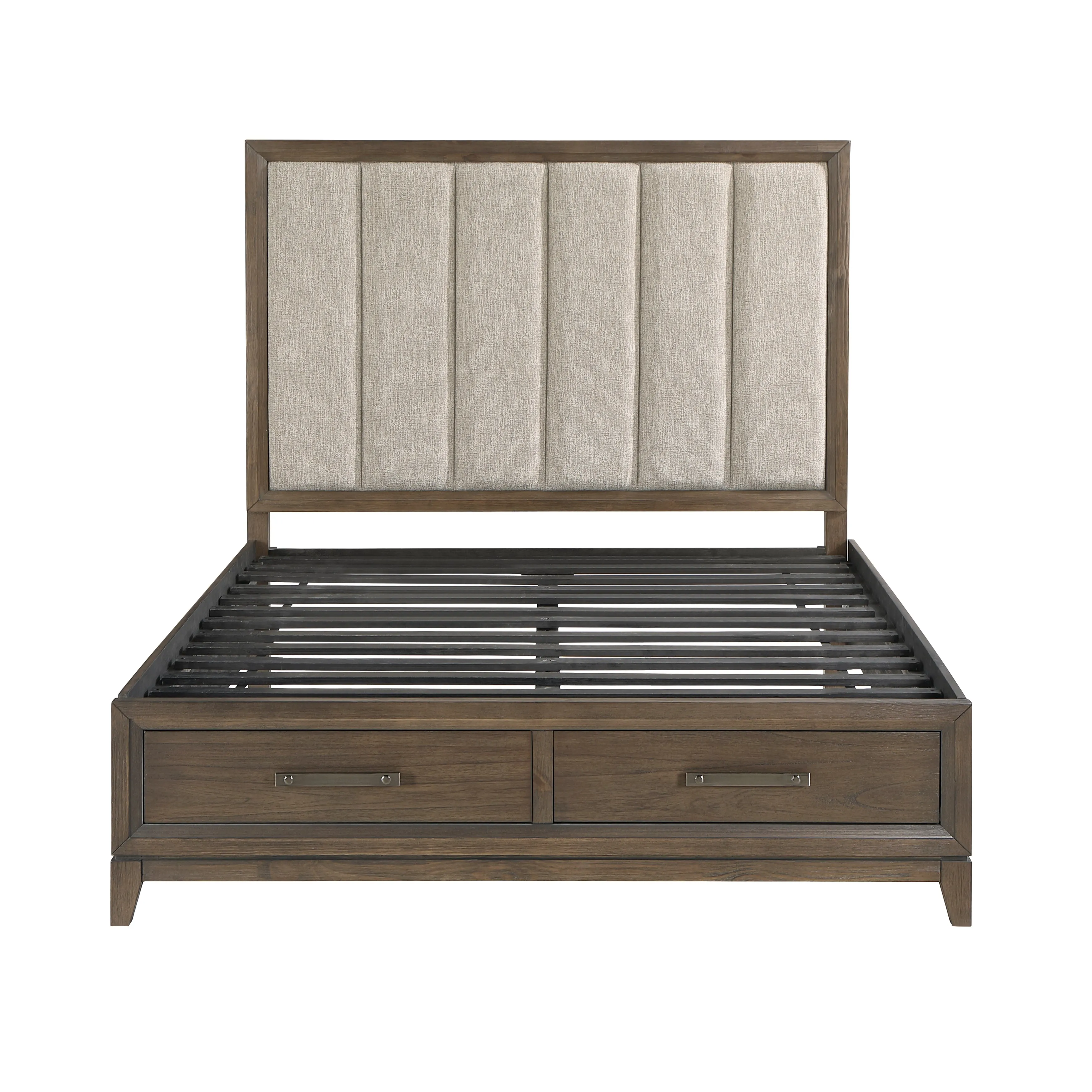 Cambridge Dark Walnut Queen Platform Bed with Footboard Storage - Image 4