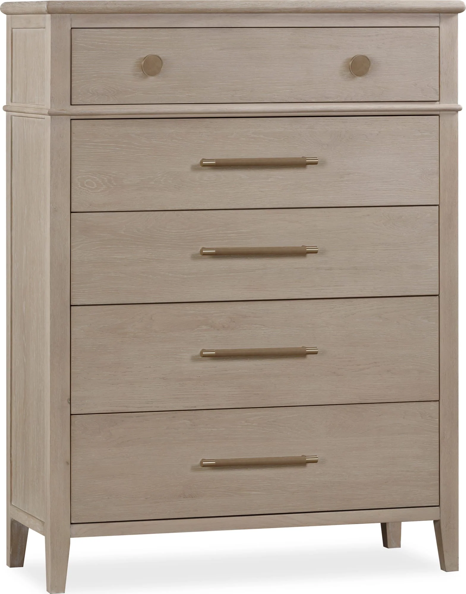 Camden Chai Five Drawer Oak Wood Chest - Image 3