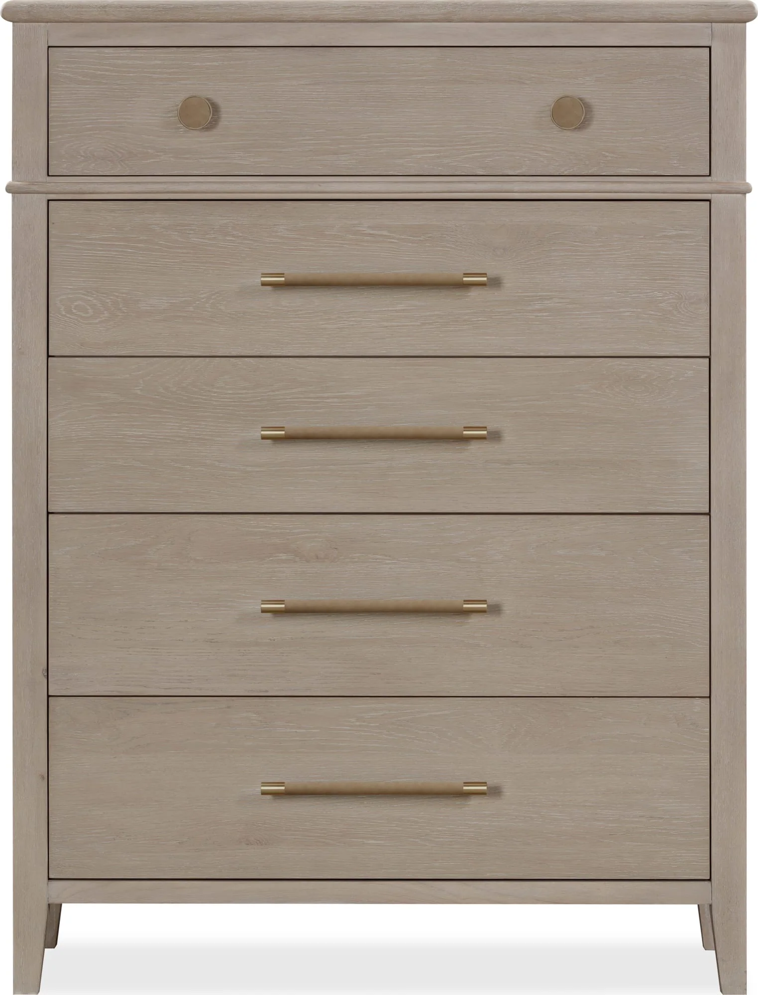 Camden Chai Five Drawer Oak Wood Chest - Image 4