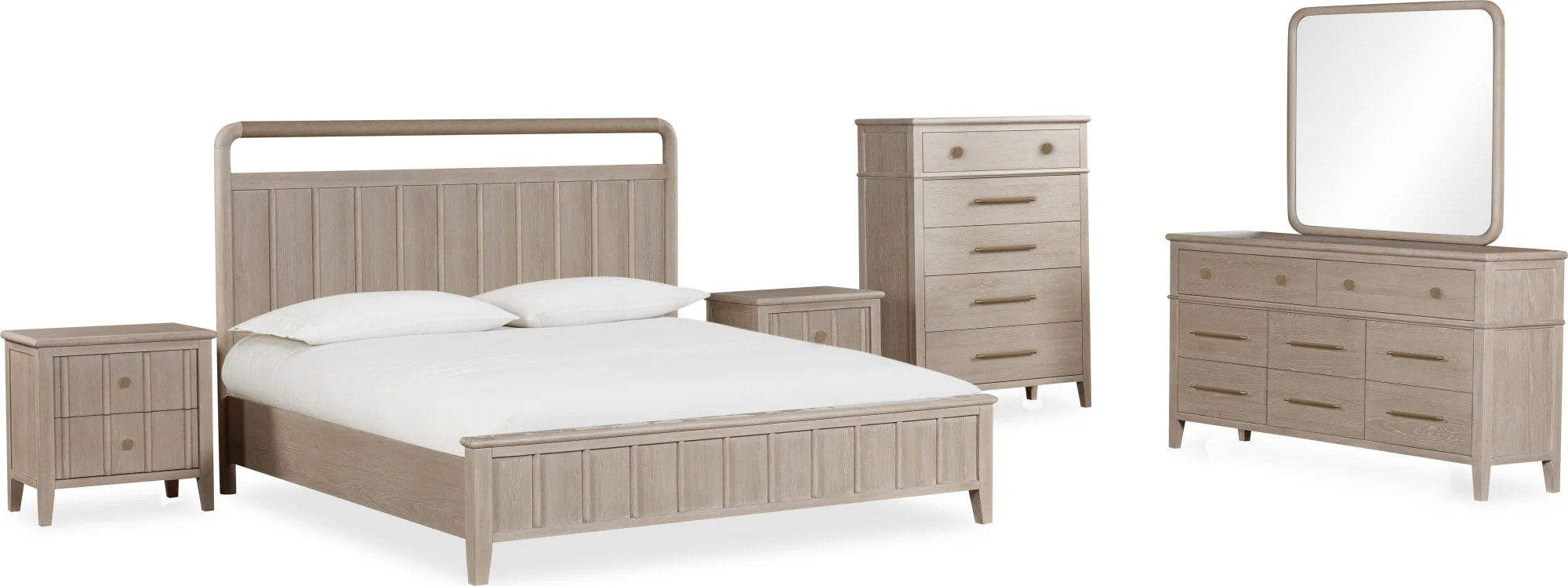 Camden Chai Five Drawer Oak Wood Chest - Image 6