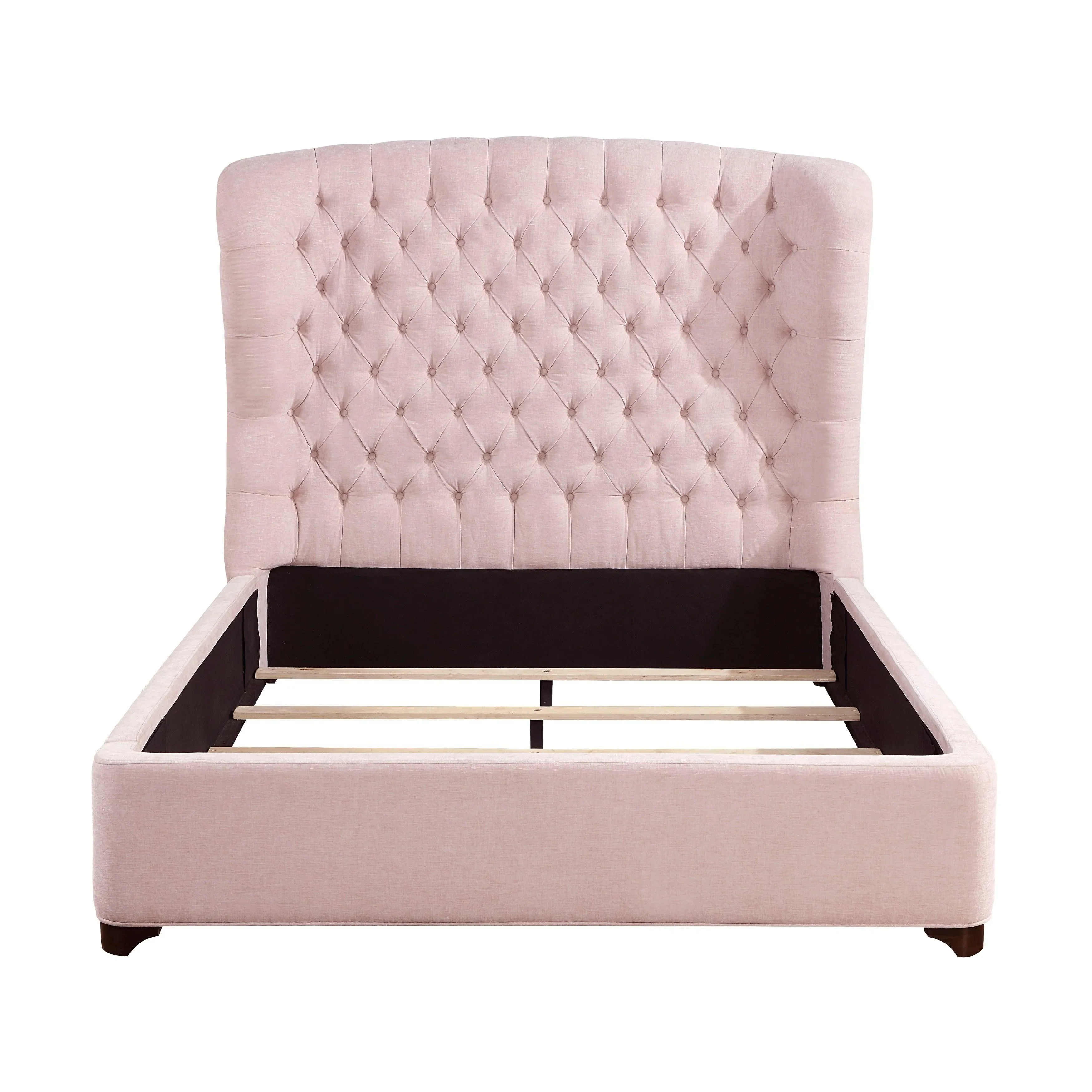 Cameo Pink King Upholstered Wingback Bed - Image 3