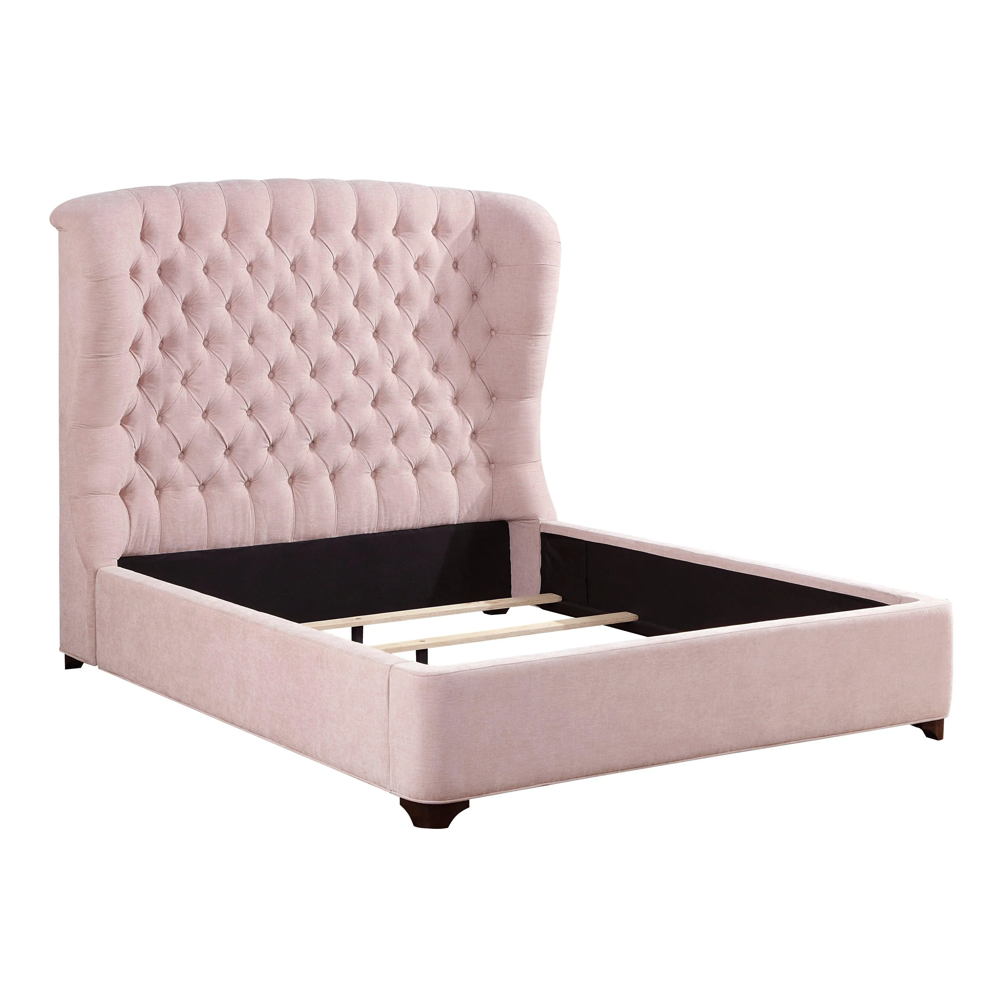 Cameo Pink King Upholstered Wingback Bed - Image 4