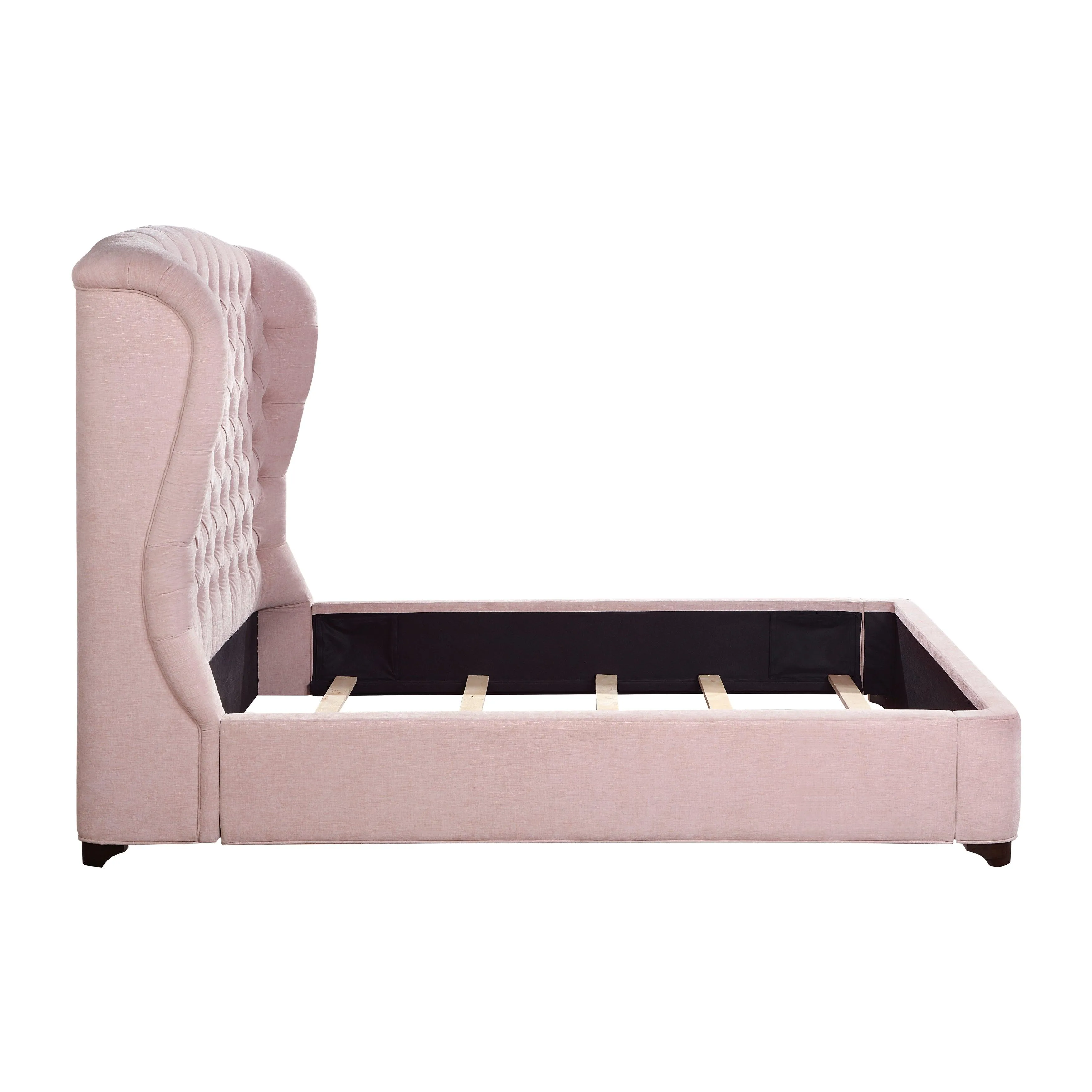 Cameo Pink King Upholstered Wingback Bed - Image 6