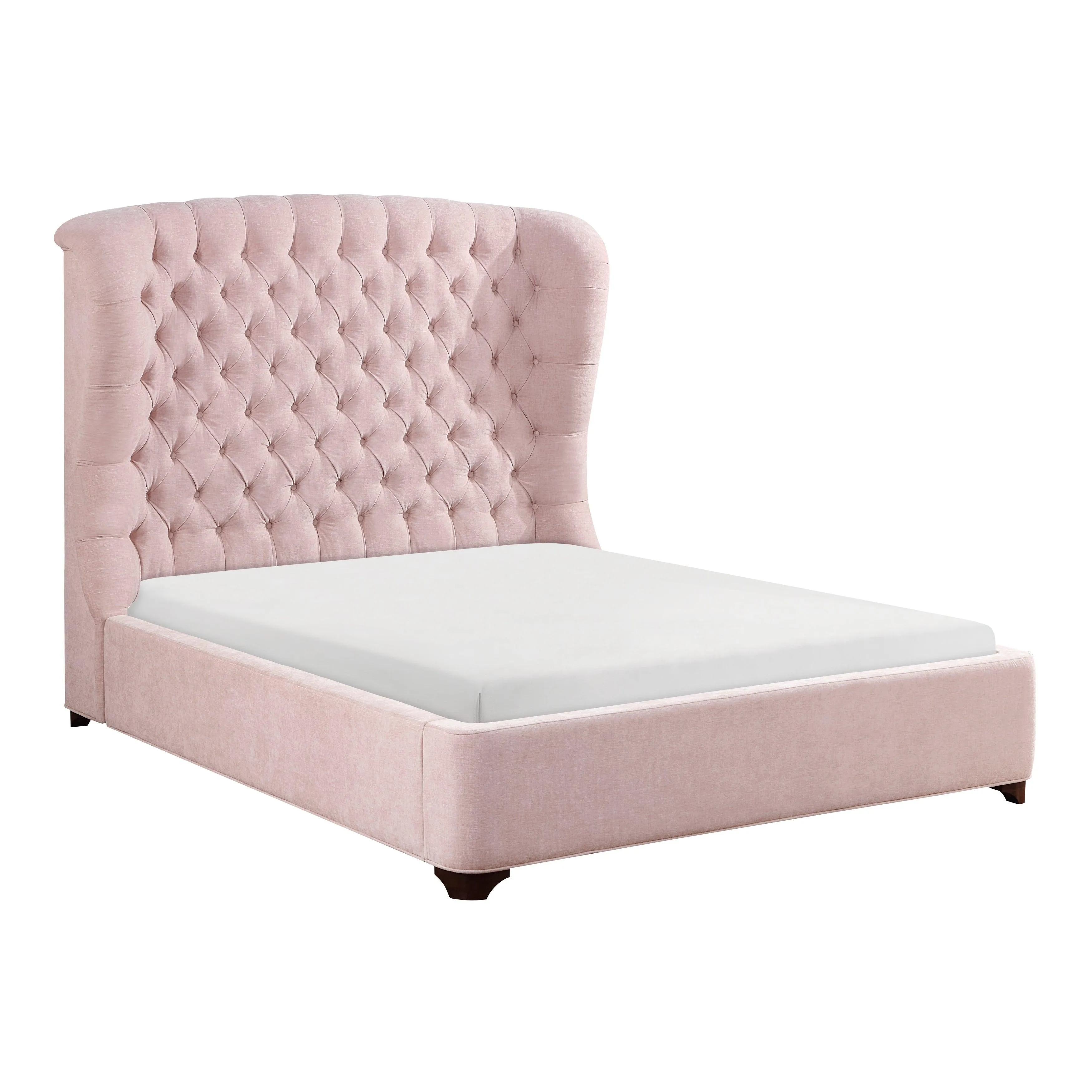 Cameo Pink King Upholstered Wingback Bed - Image 8