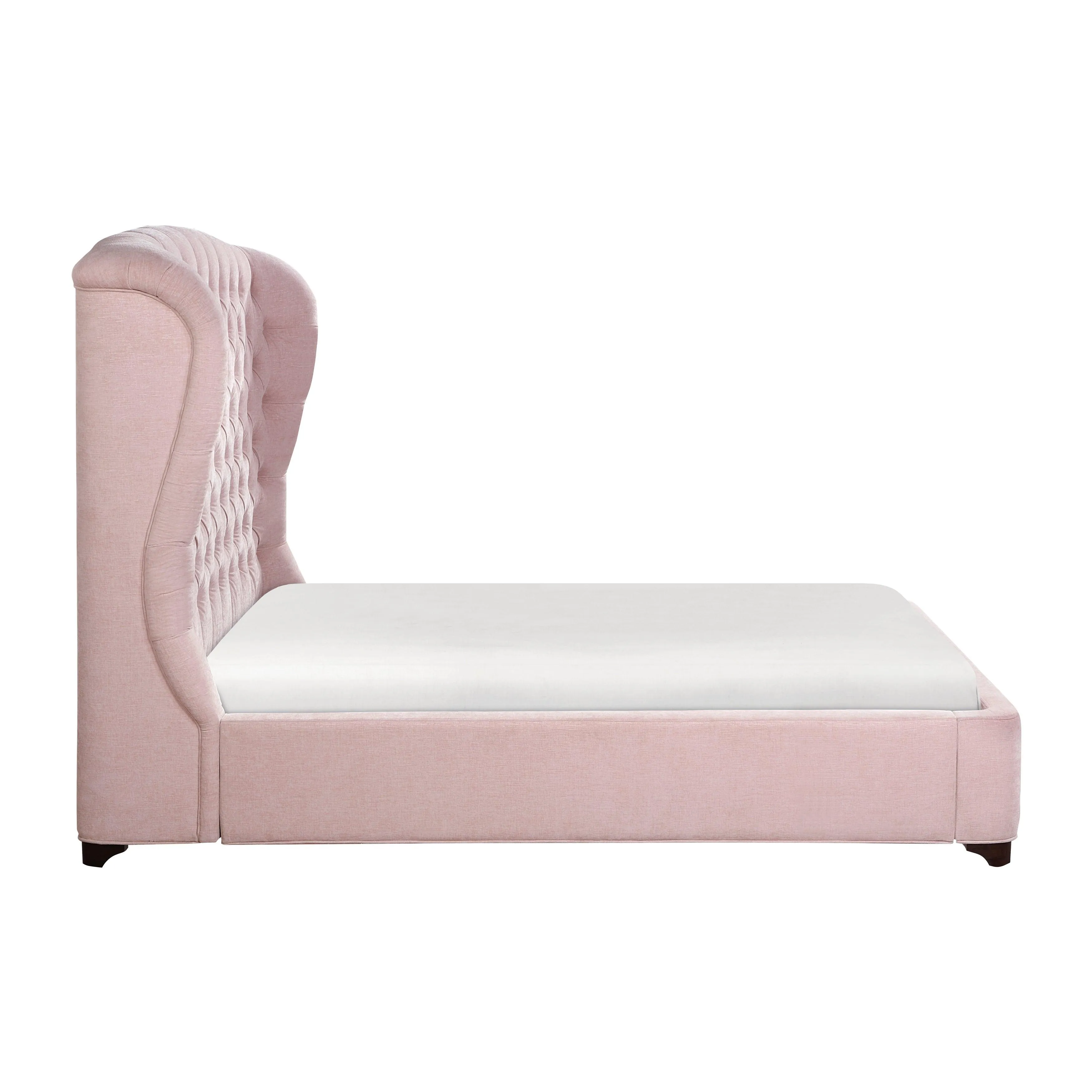 Cameo Pink Queen Upholstered Wingback Bed - Image 5