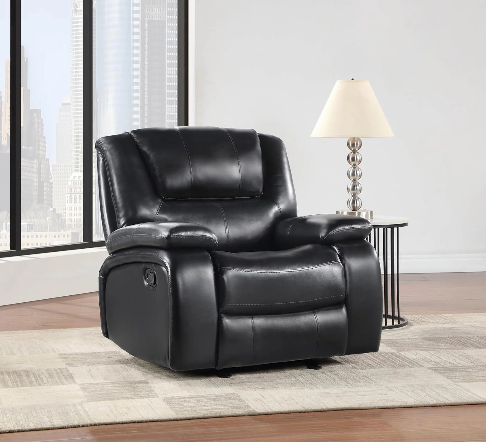 Camila Black Upholstered Glider Recliner Chair