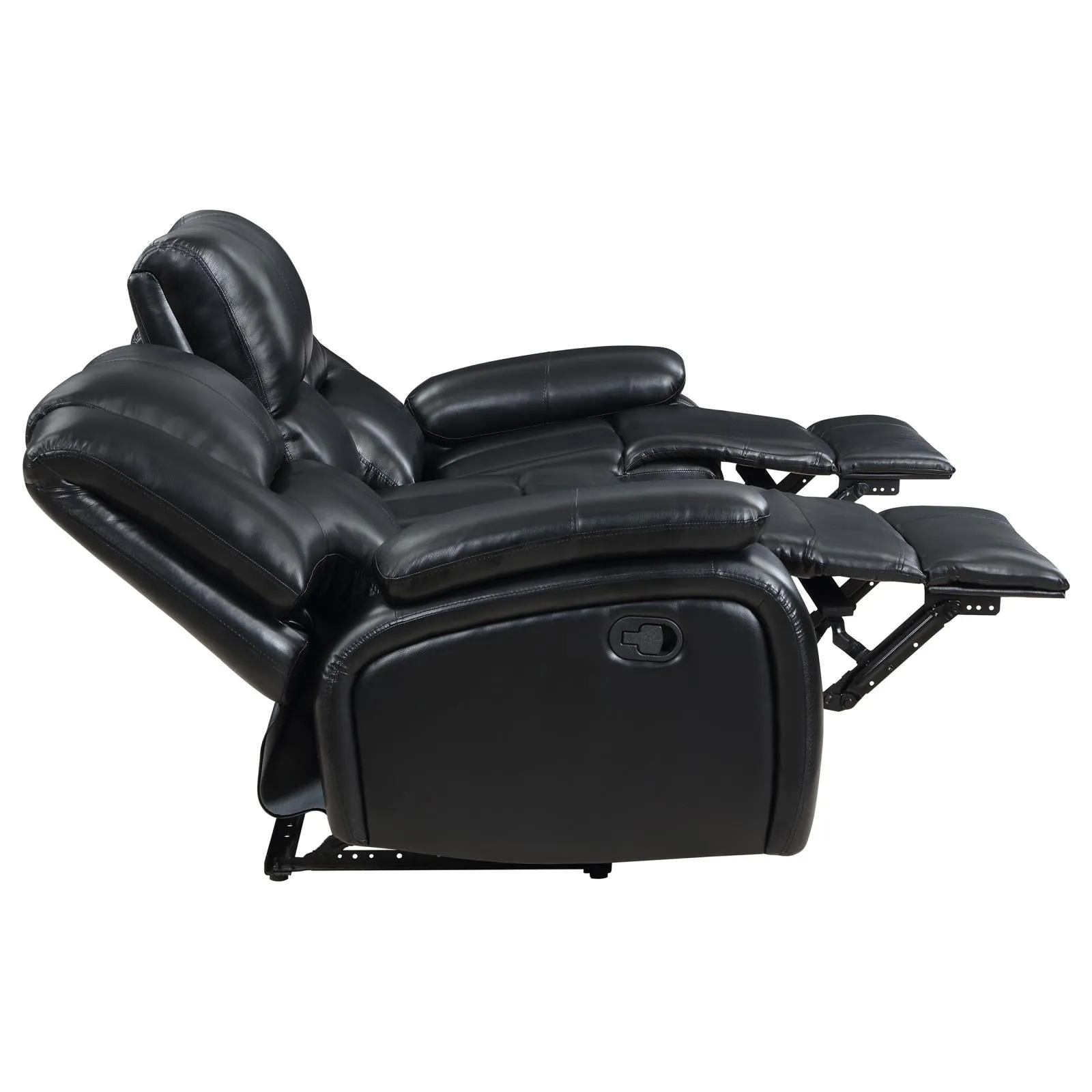 Camila Black Upholstered Manual Reclining Living Room Set - Image 8