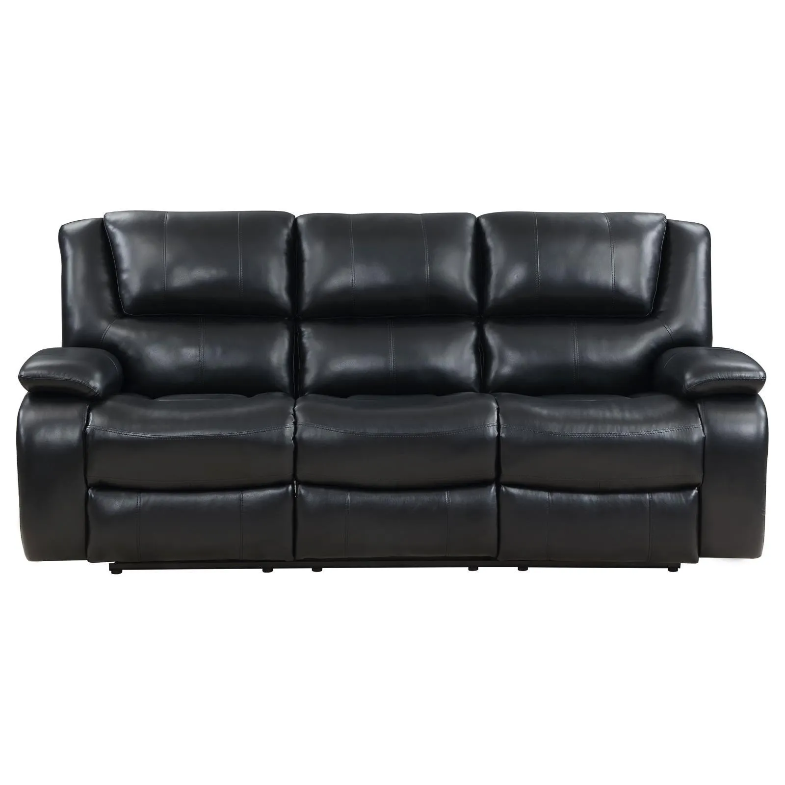 Camila Black Upholstered Motion Reclining Sofa
