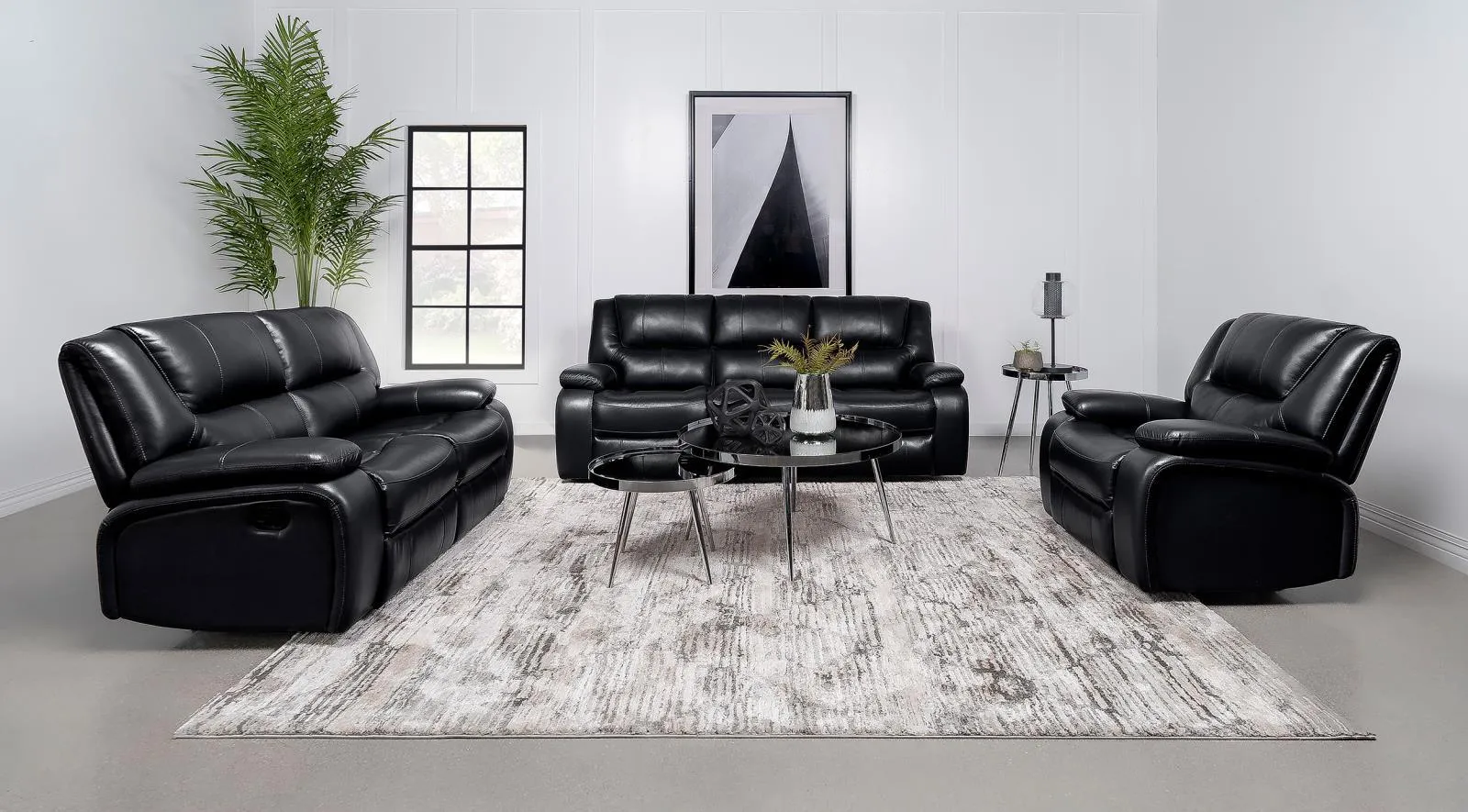 Camila Black Upholstered Motion Reclining Sofa - Image 8