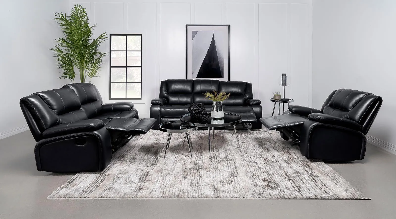 Camila Black Upholstered Motion Reclining Sofa - Image 9
