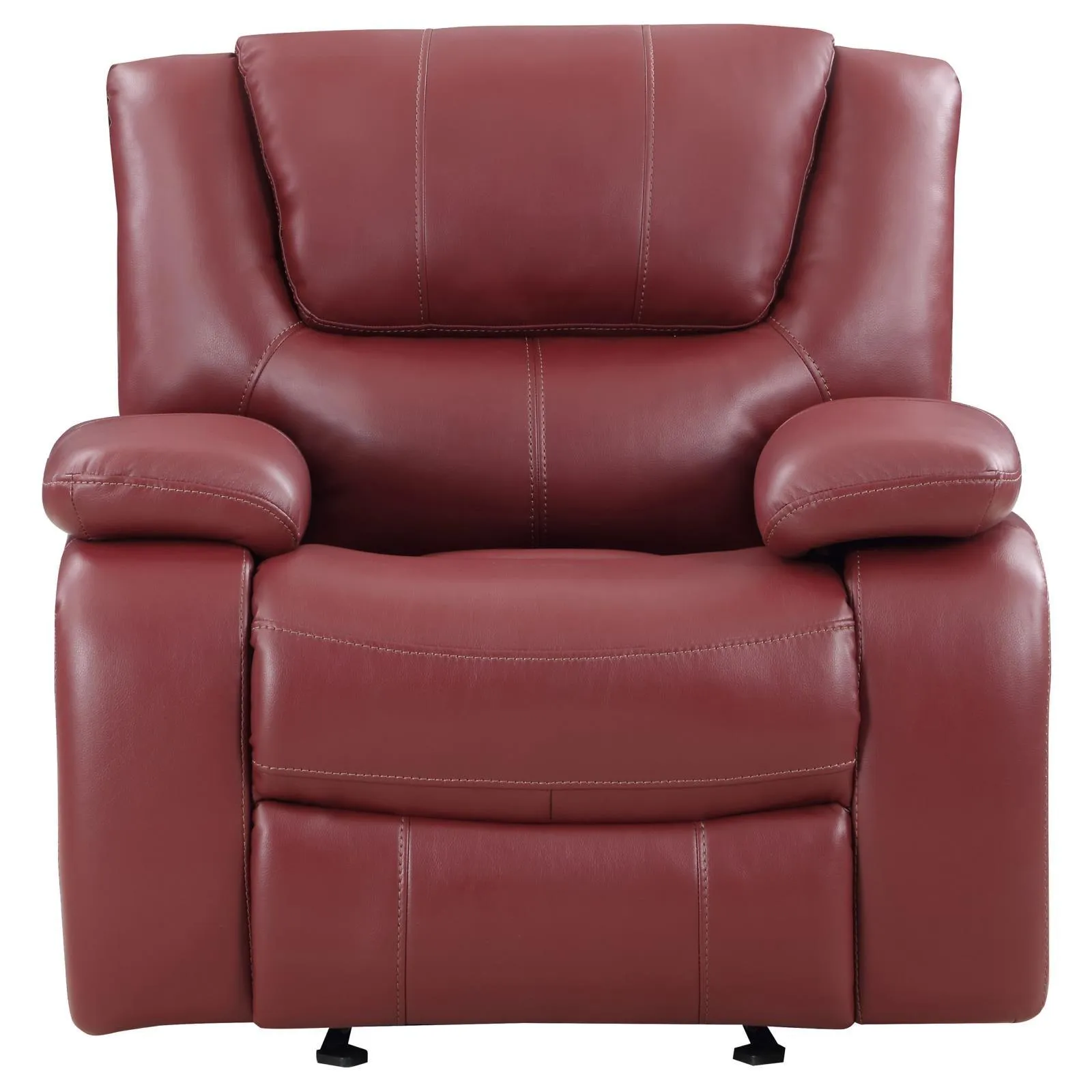 Camila Red Faux Leather 3-piece Upholstered Reclining Sofa Set - Image 11
