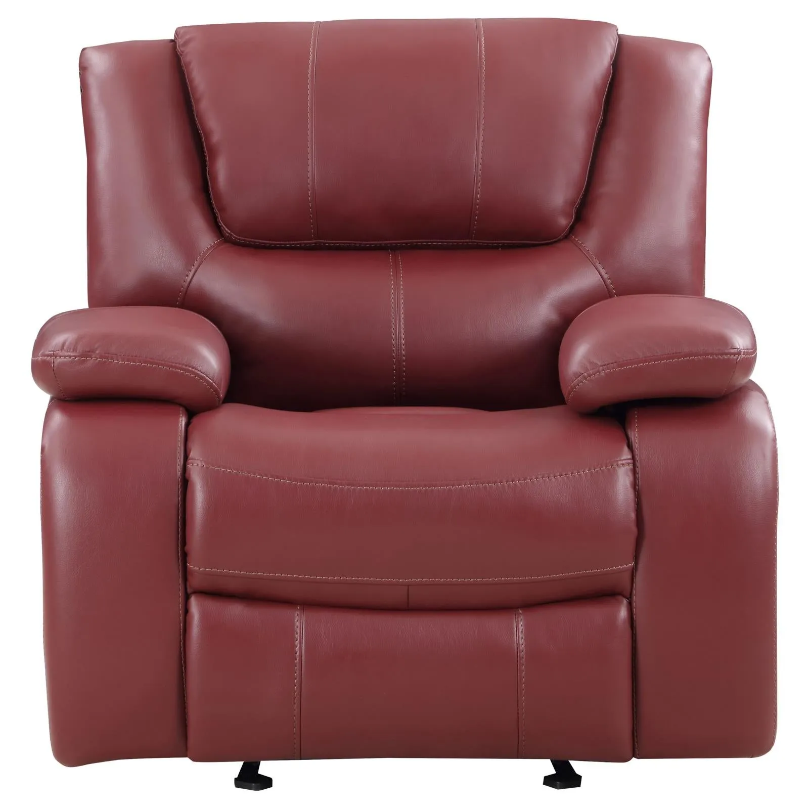 Camila Red Faux Leather Reclining Living Room Set - Image 14