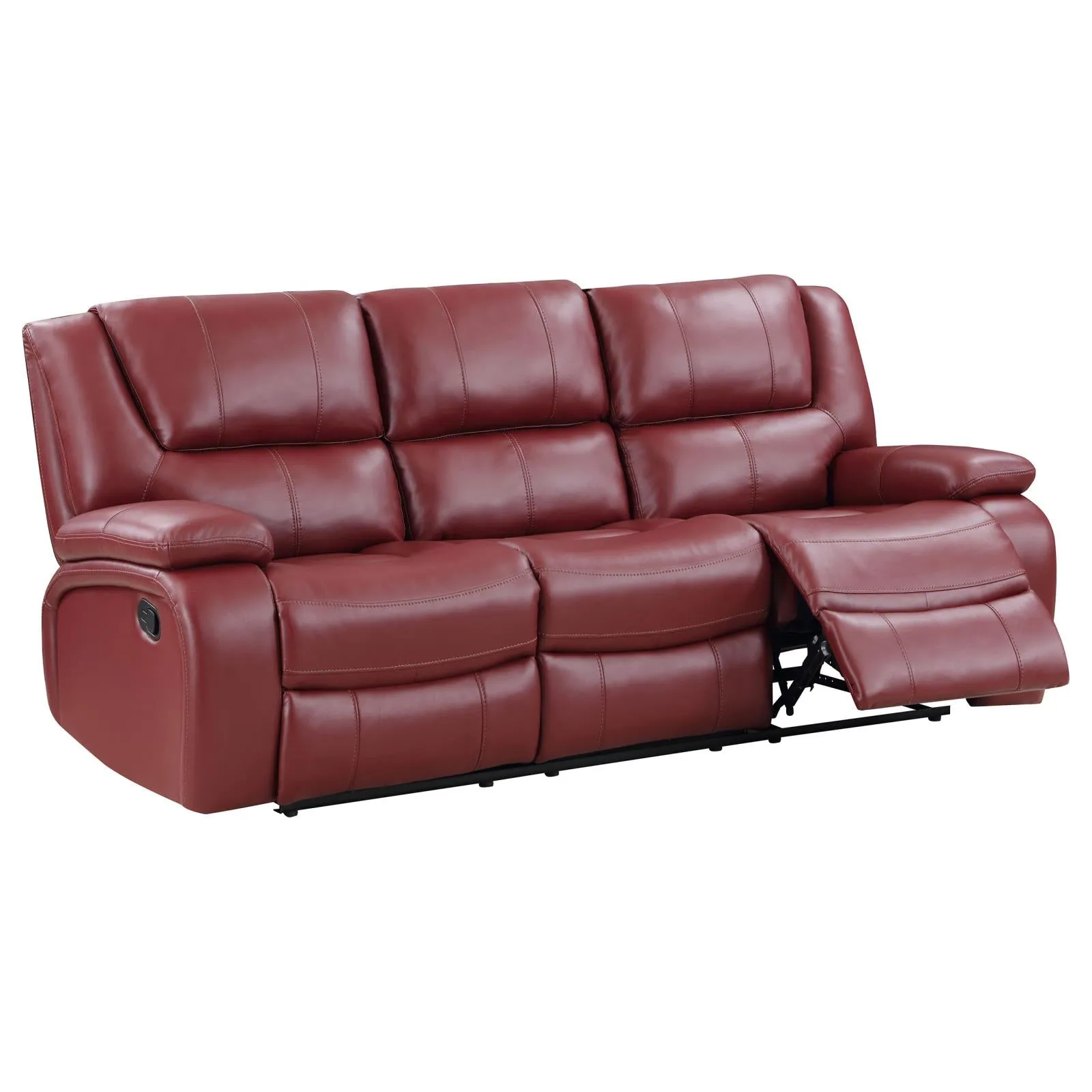 Camila Red Faux Leather Reclining Living Room Set - Image 5