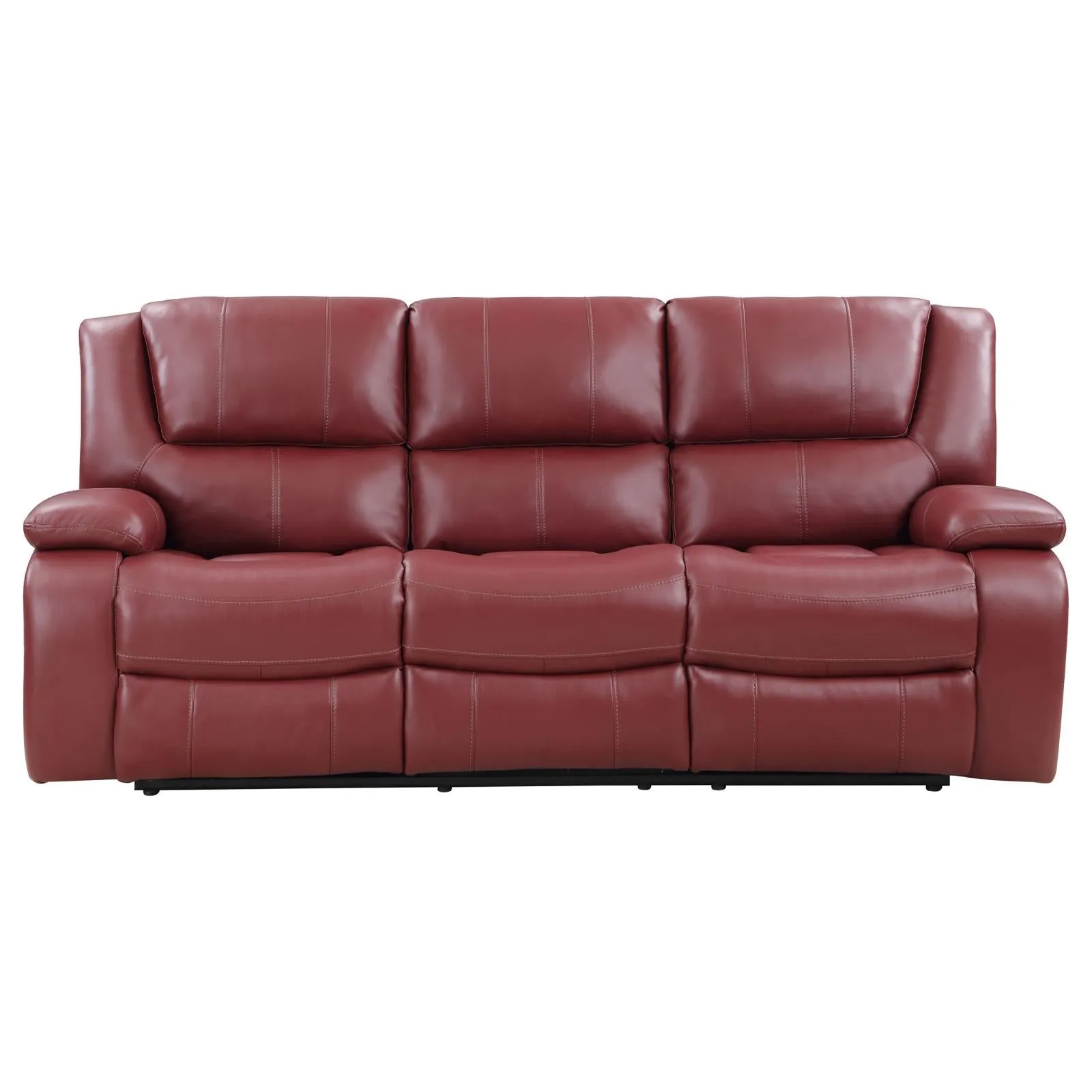 Camila Red Faux Leather Reclining Living Room Set - Image 6