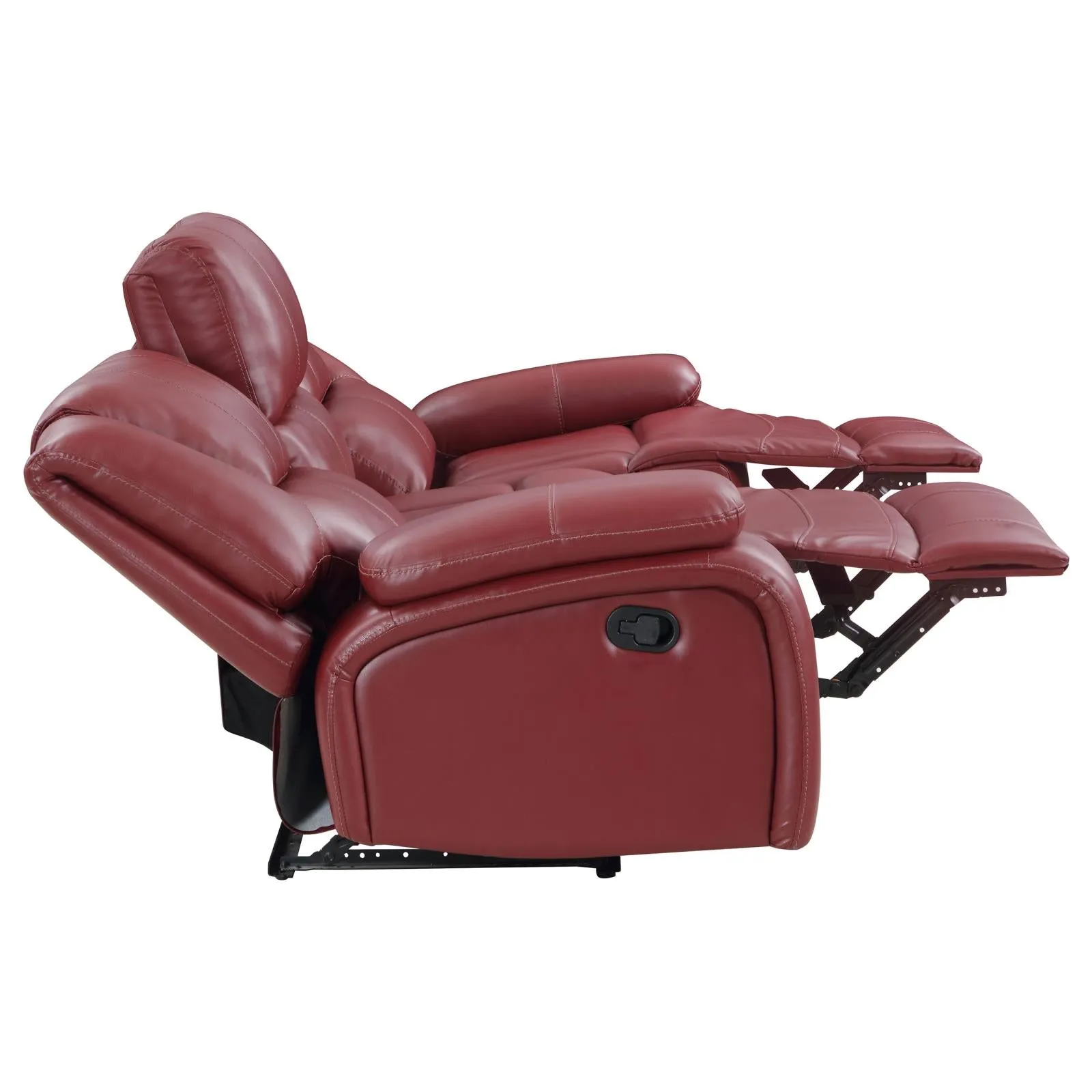 Camila Red Faux Leather Reclining Living Room Set - Image 8
