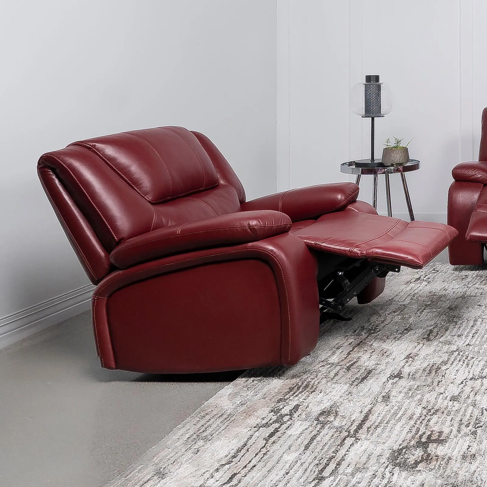 Camila Red Faux Leather Upholstered Glider Recliner Chair - Image 3