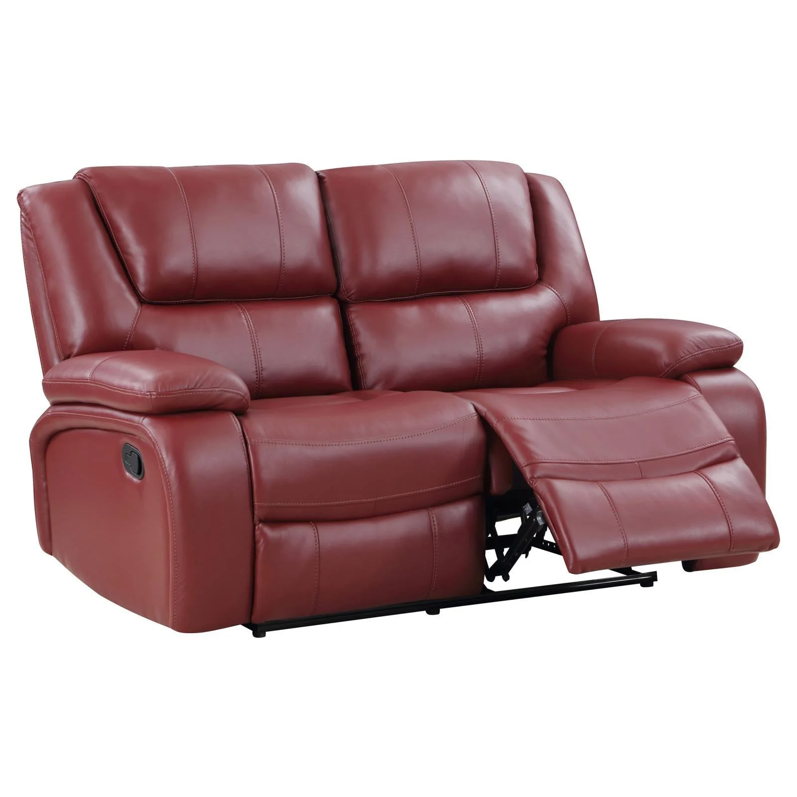 Camila Red Faux Leather Upholstered Motion Reclining Loveseat - Image 3