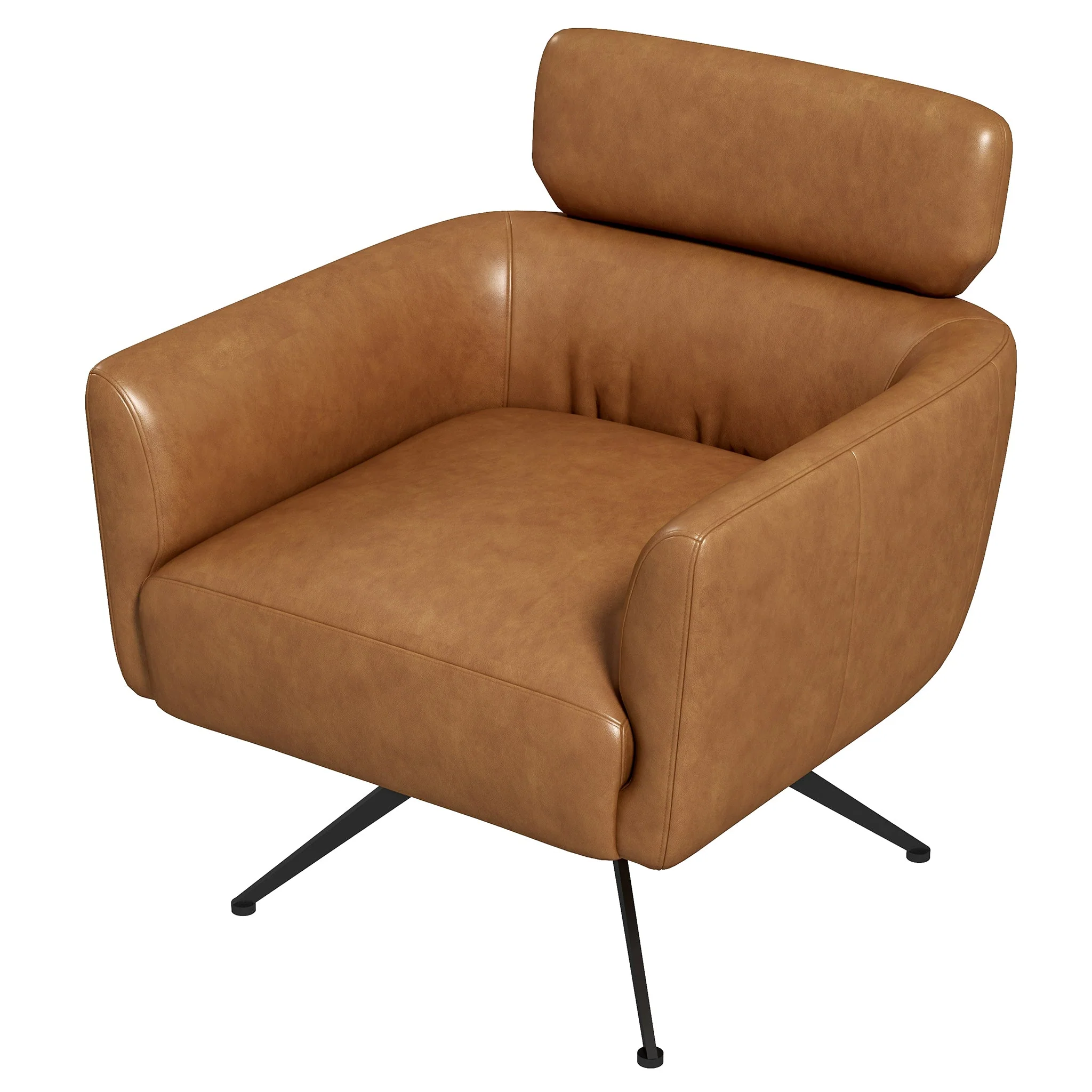 Camila Tan Leather Lounge Chair - Image 2