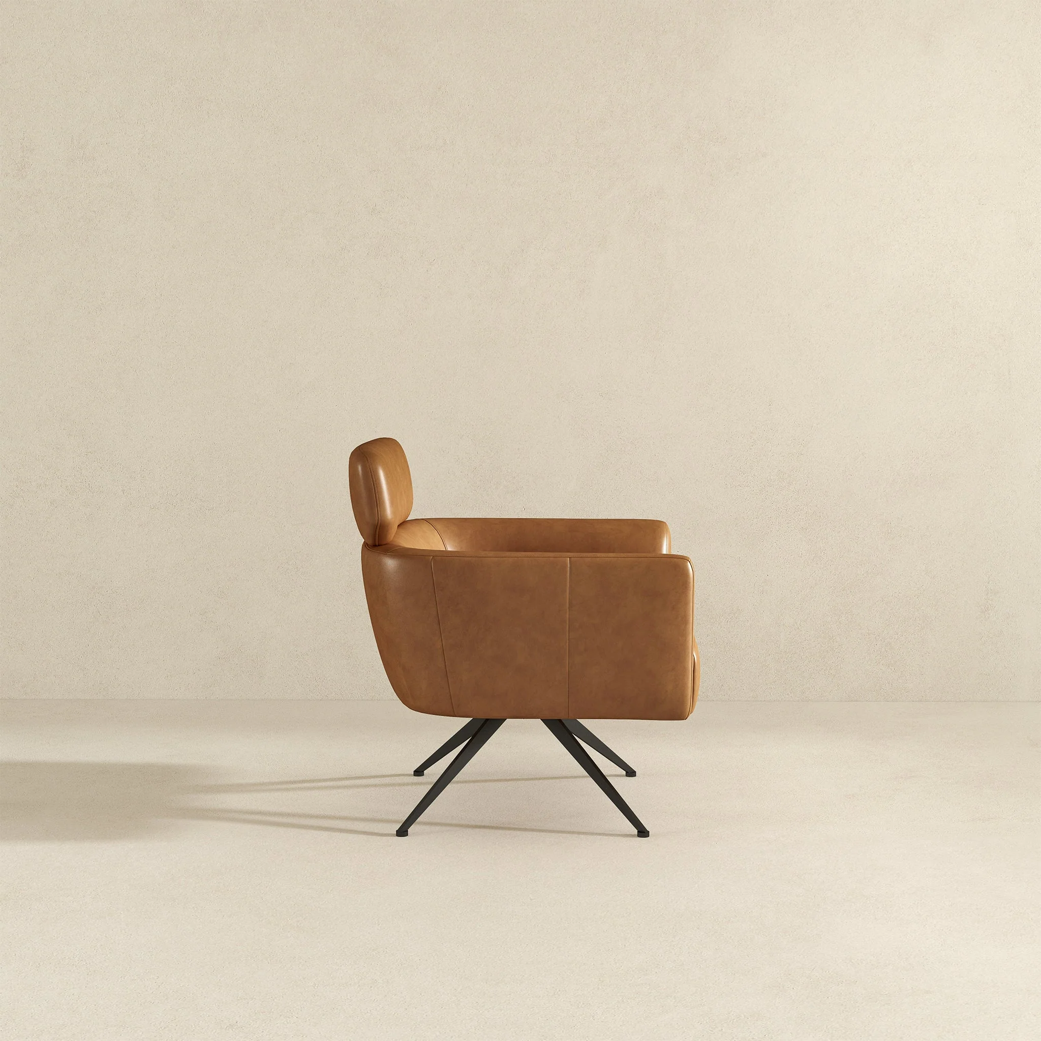 Camila Tan Leather Lounge Chair - Image 4