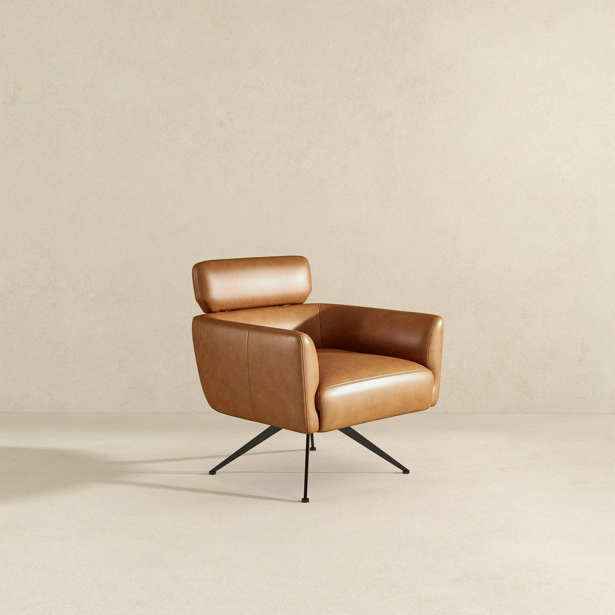 Camila Tan Leather Lounge Chair - Image 5