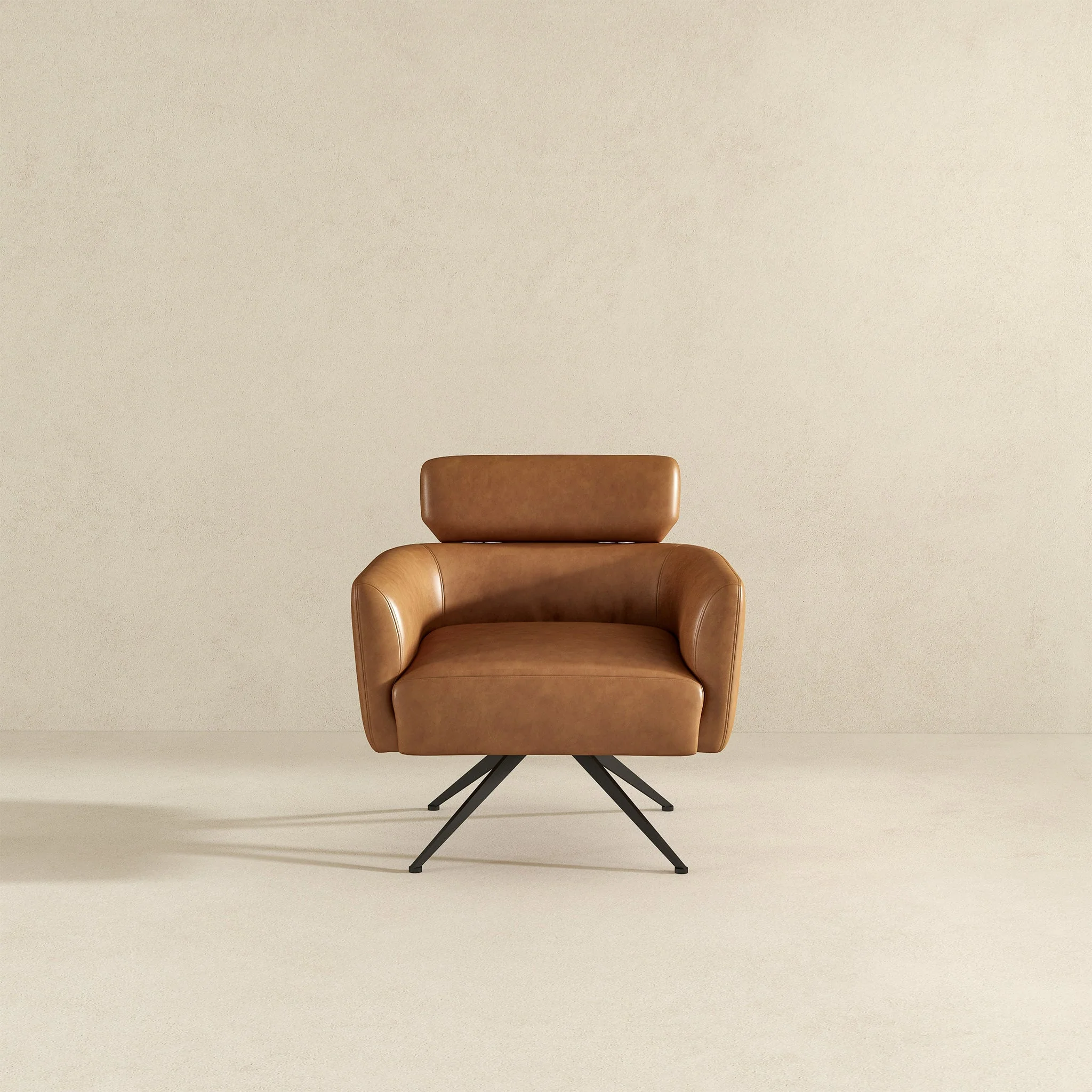 Camila Tan Leather Lounge Chair - Image 6