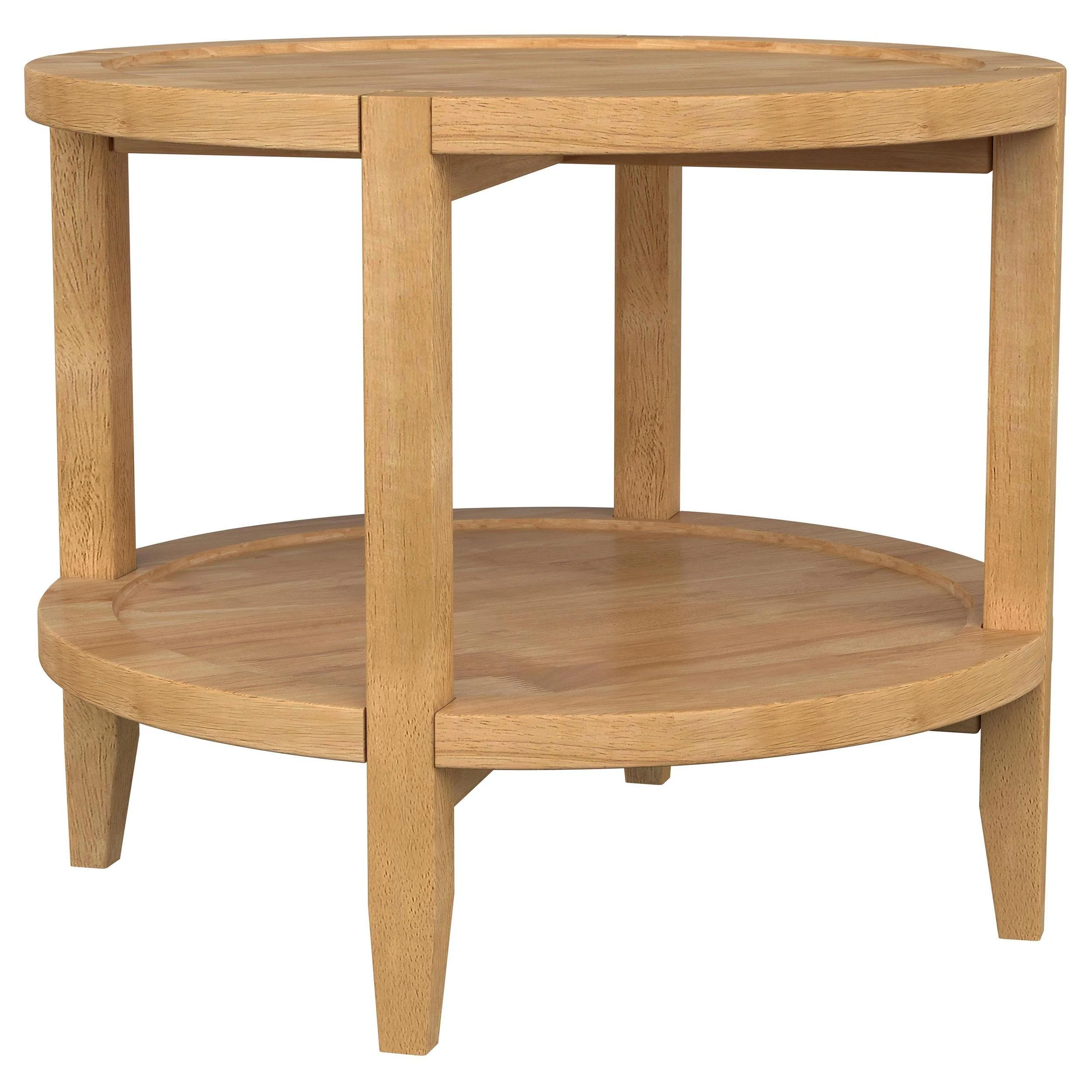Camillo Brown Round Solid Wood End Table with Shelf Maple - Image 3