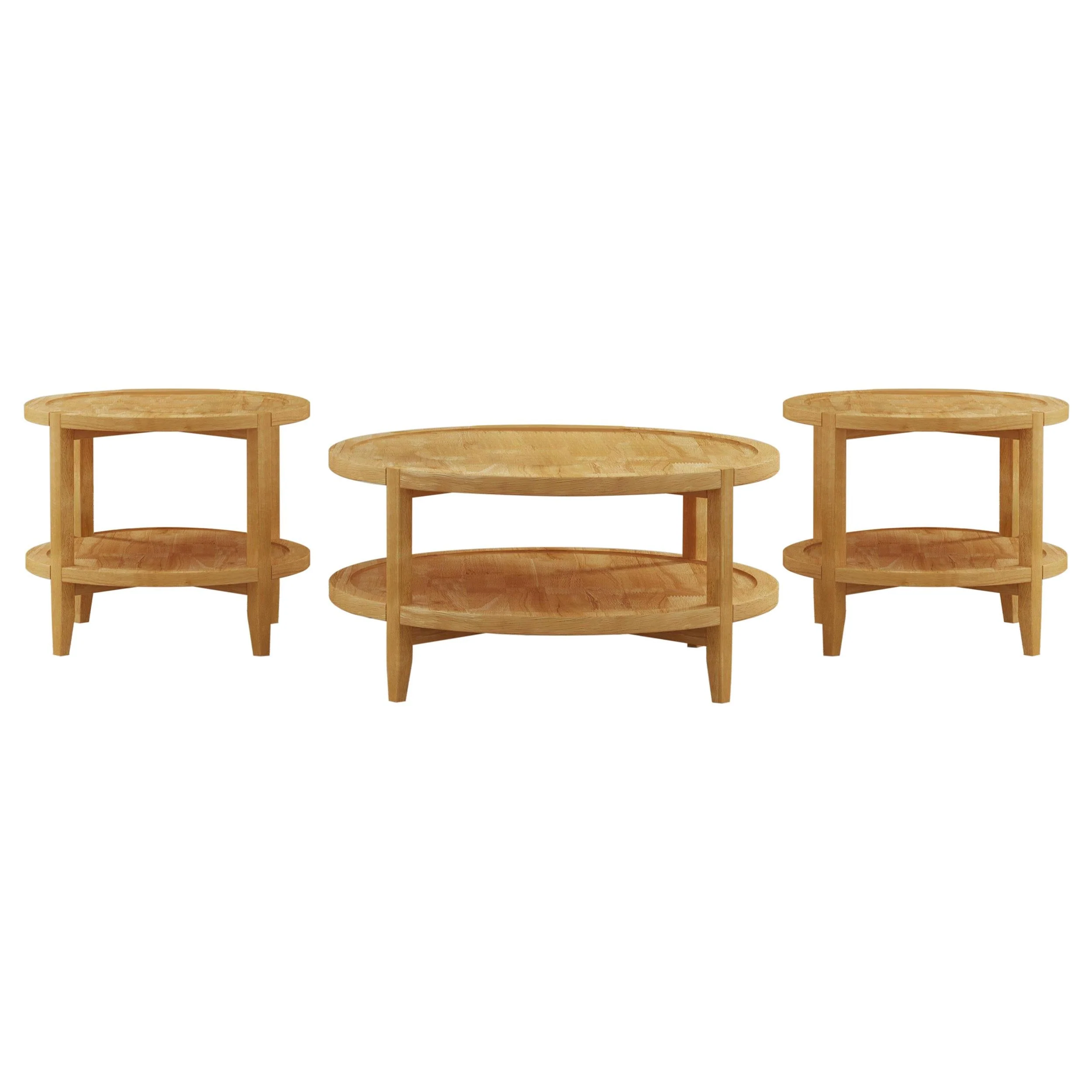 Camillo Maple 3-Piece Round Coffee and End Table Set - Image 2